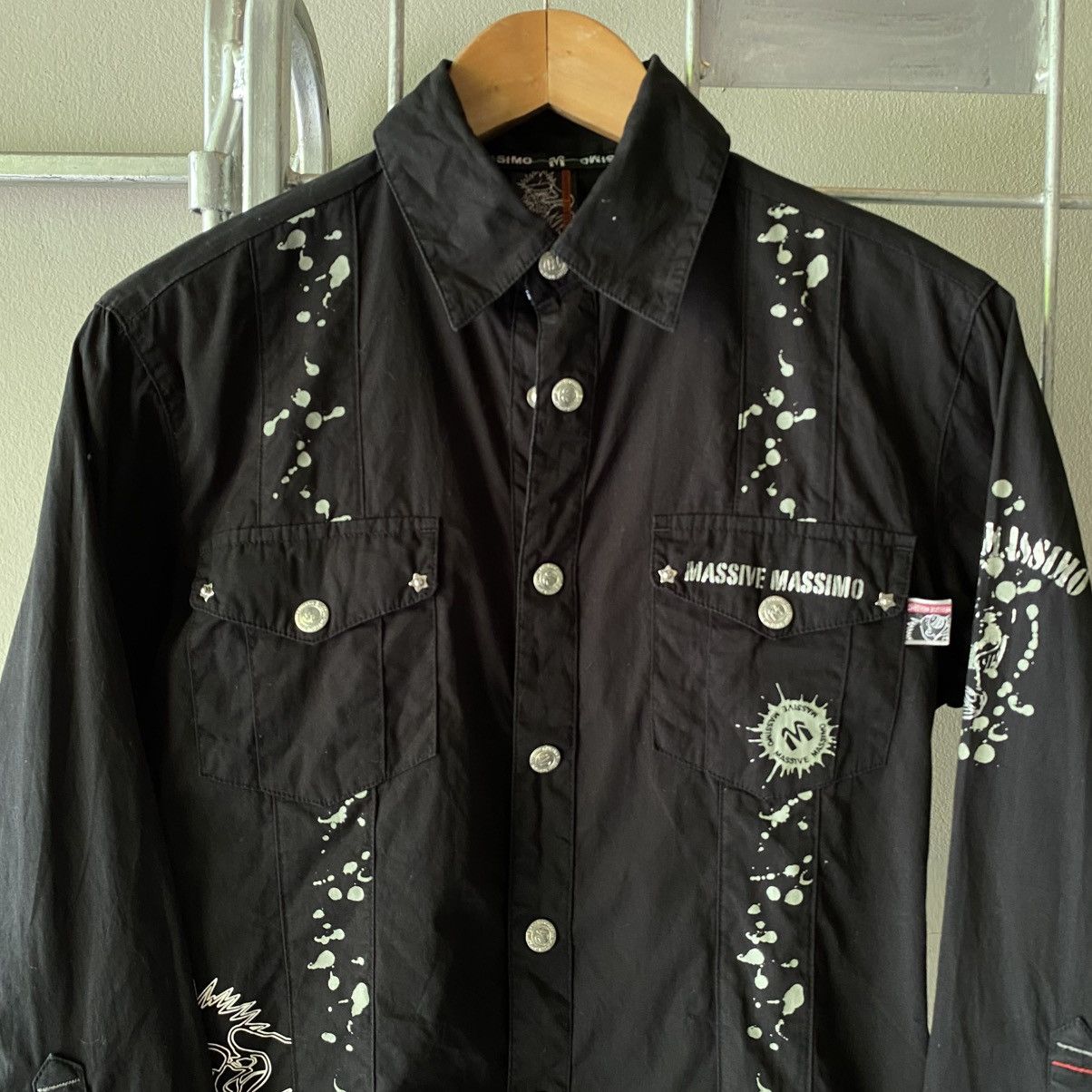 Japanese Brand × Massimo Osti MASSIVE MASSIMO Y2K PUNK Black Sheer Graphic Shirt Size US M / EU 48-50 / 2 - 4 Thumbnail