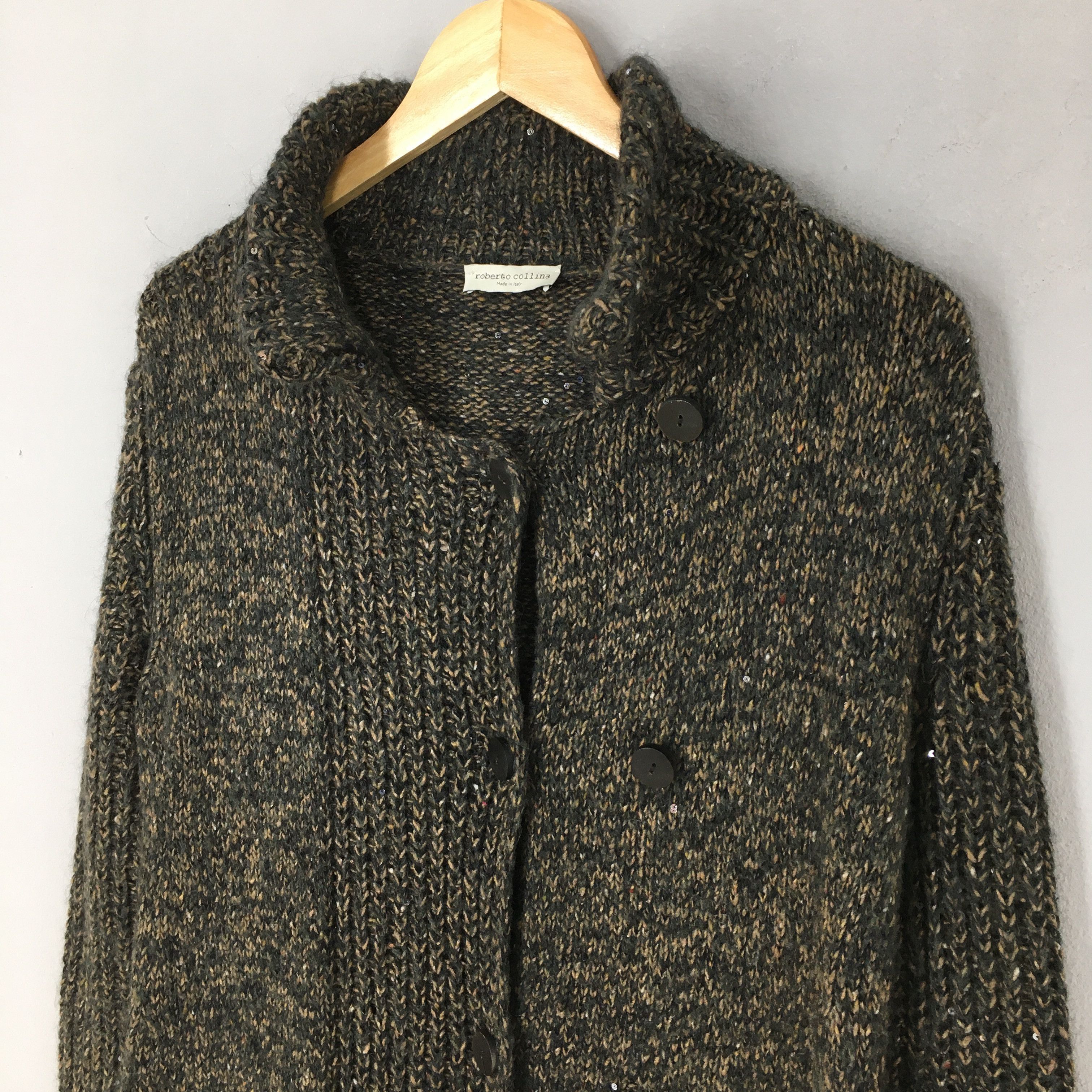 Designer × Roberto Collina Vintage Roberto Collina Italy Wool Women Long Jacket Medium Size M / US 6-8 / IT 42-44 - 2 Thumbnail