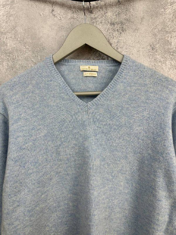 Other House of Bruar V-Neck Lambs Wool Sweater Light Blue Jumper Size US M / EU 48-50 / 2 - 4 Thumbnail