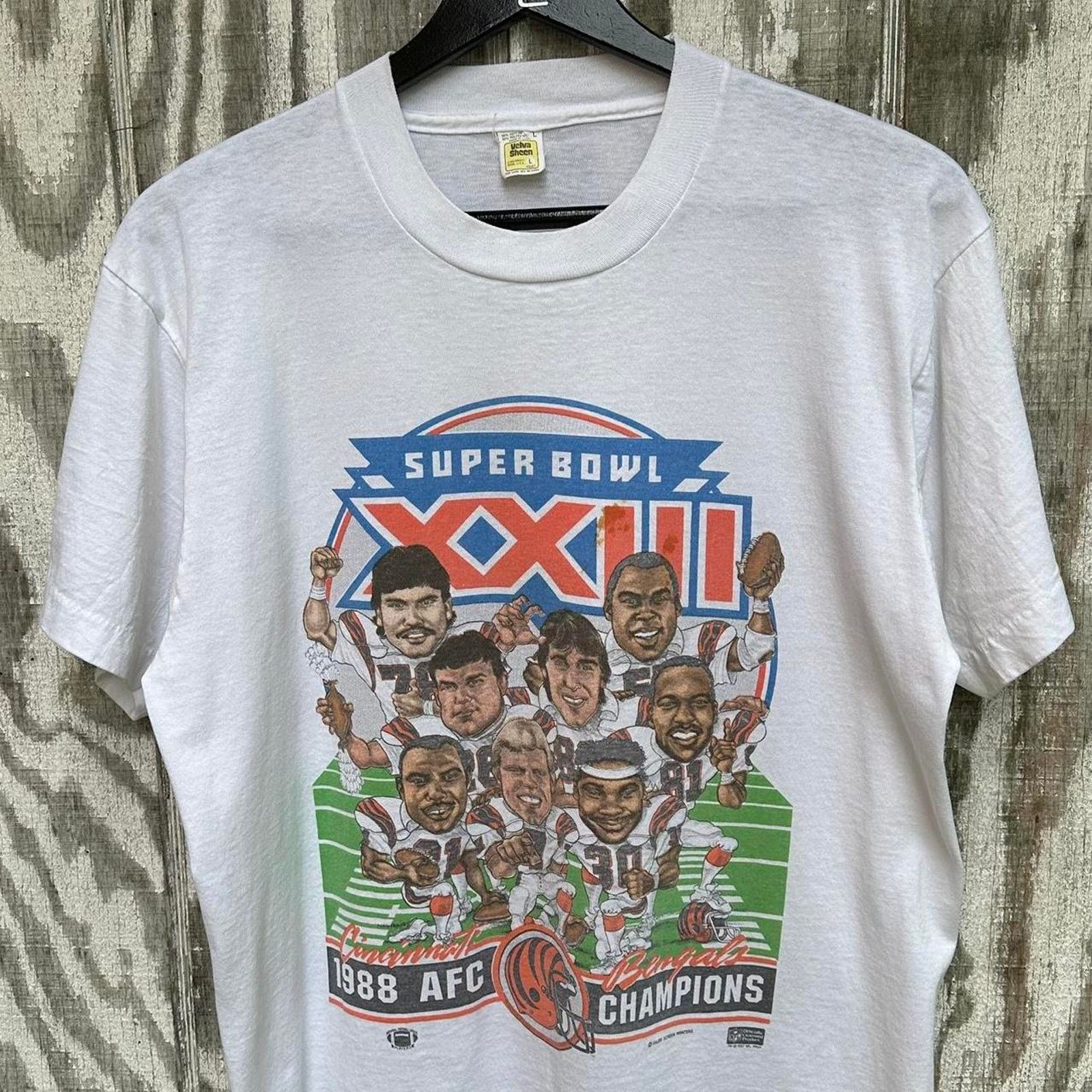 NFL Vintage 1988 cincinnati bengals super bowl caricature shirt Size US L / EU 52-54 / 3 - 2 Thumbnail