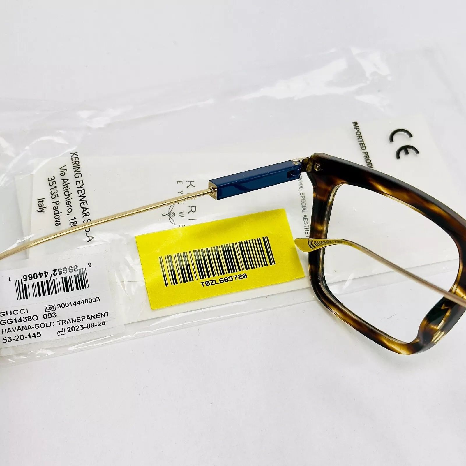 Gucci GUCCI 1438 Gold Havana Stripe Logo Eyeglasses GG1438O 003 Size ONE SIZE - 8 Thumbnail