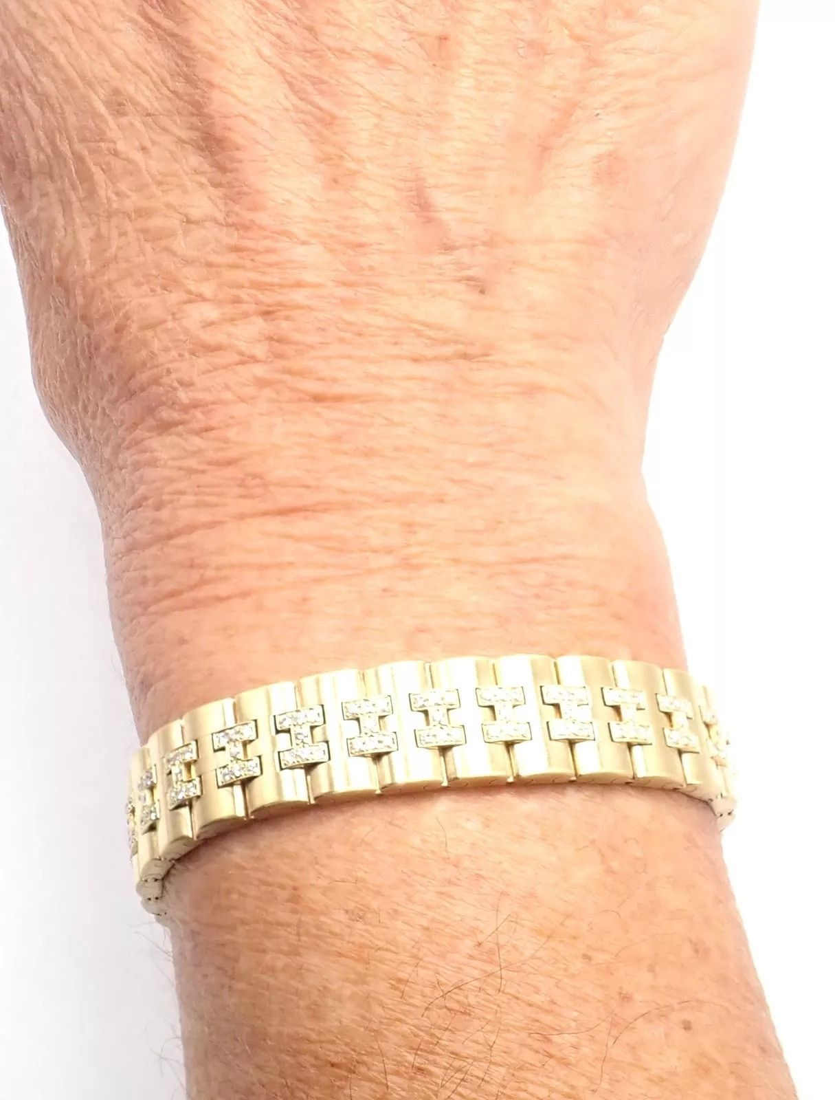 Hermes Vintage Hermes Paris 18k Yellow Gold Diamond H Link Bracelet Size ONE SIZE - 14 Thumbnail