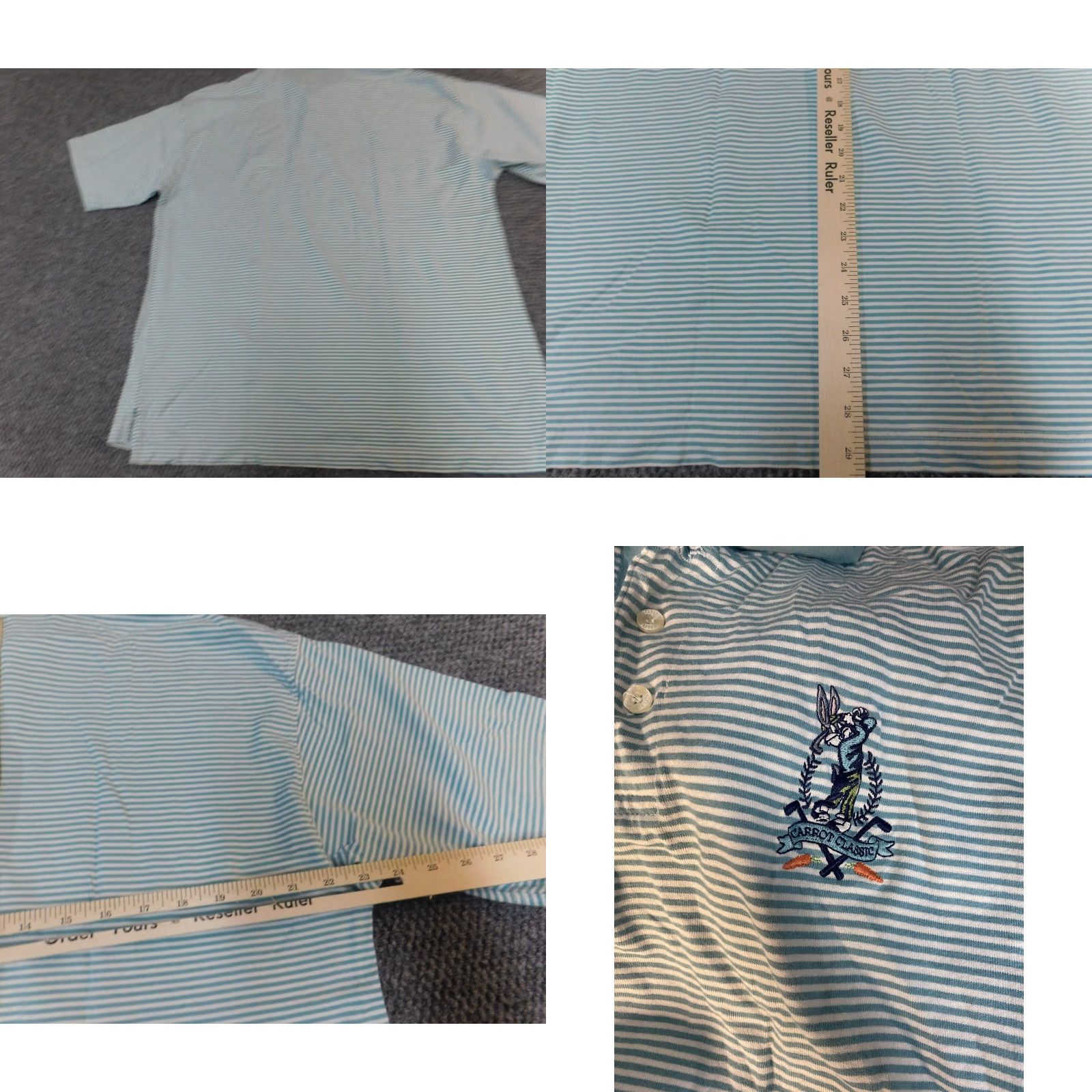 Vintage Bugs Bunny Mens Polo Shirt Large Blue Striped Warner Bros Studio Store Polo Shirt Shirt Mens Polo Size US L / EU 52-54 / 3 - 8 Thumbnail