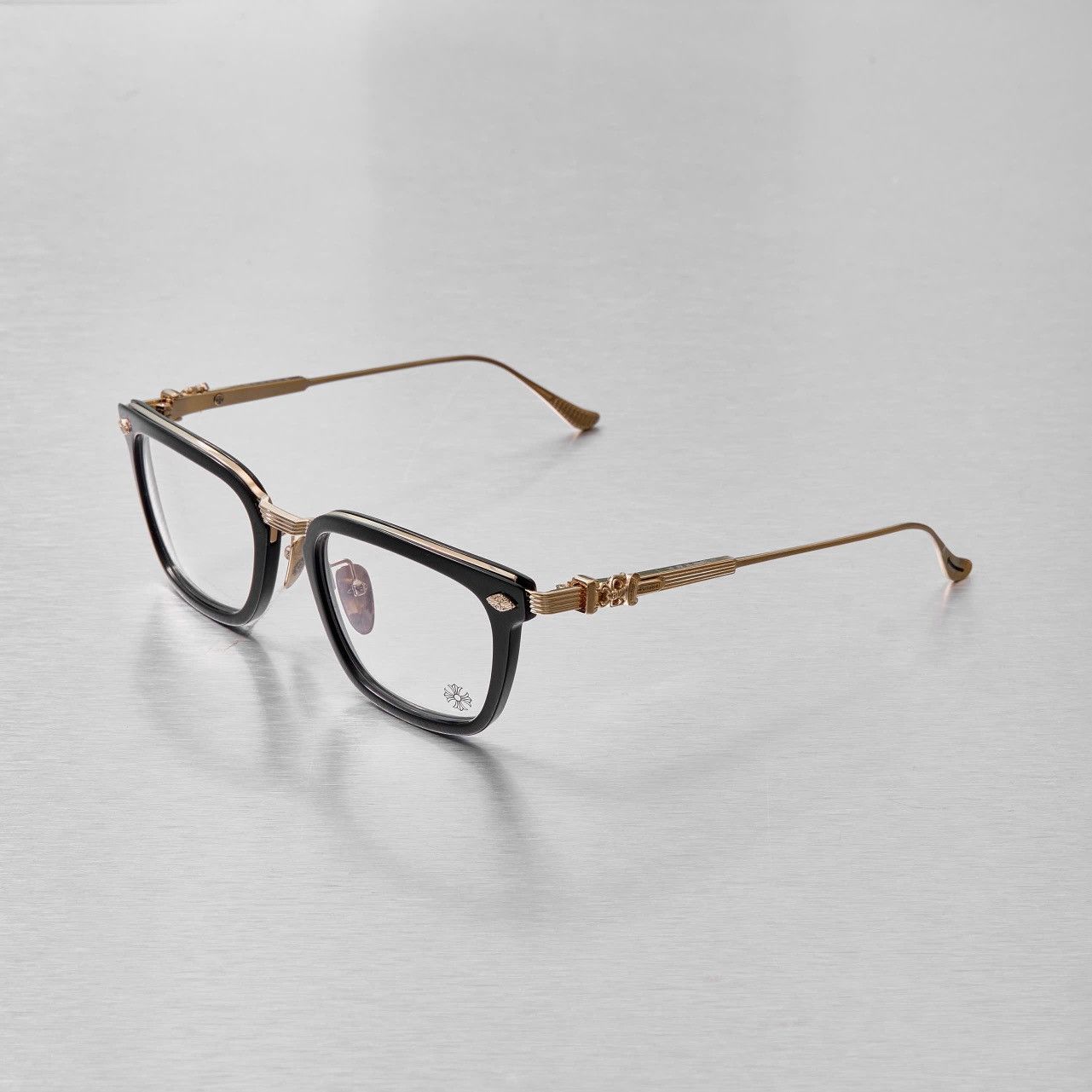 Chrome Hearts CHROME HEARTS OVERPOKED BLACK-PLASTIC/ GOLD PLATED GLASSES Size ONE SIZE - 1 Thumbnail