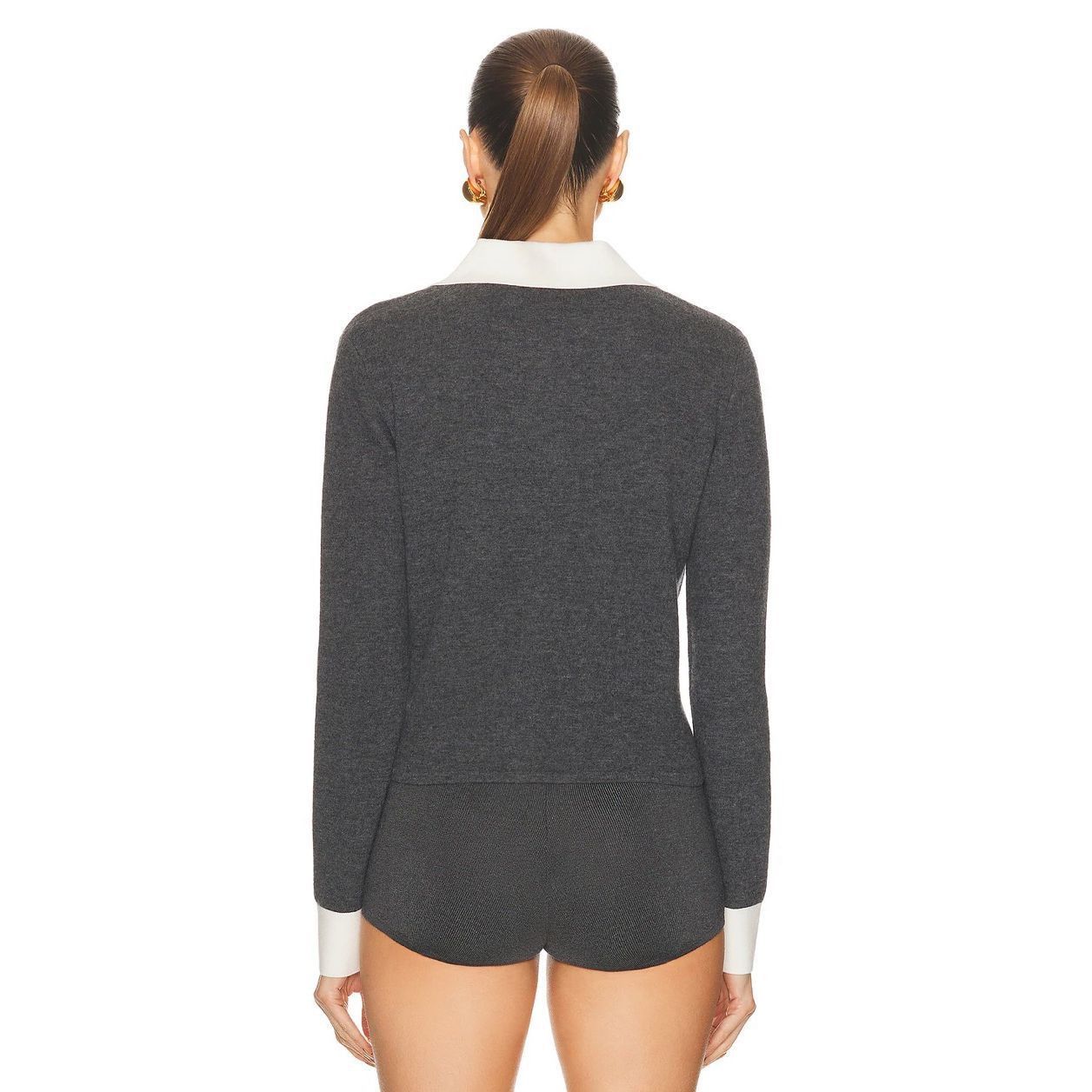 Self-Portrait SELF-PORTRAIT Contrast Collar Cardigan in Grey Size Small Size S / US 4 / IT 40 - 3 Thumbnail