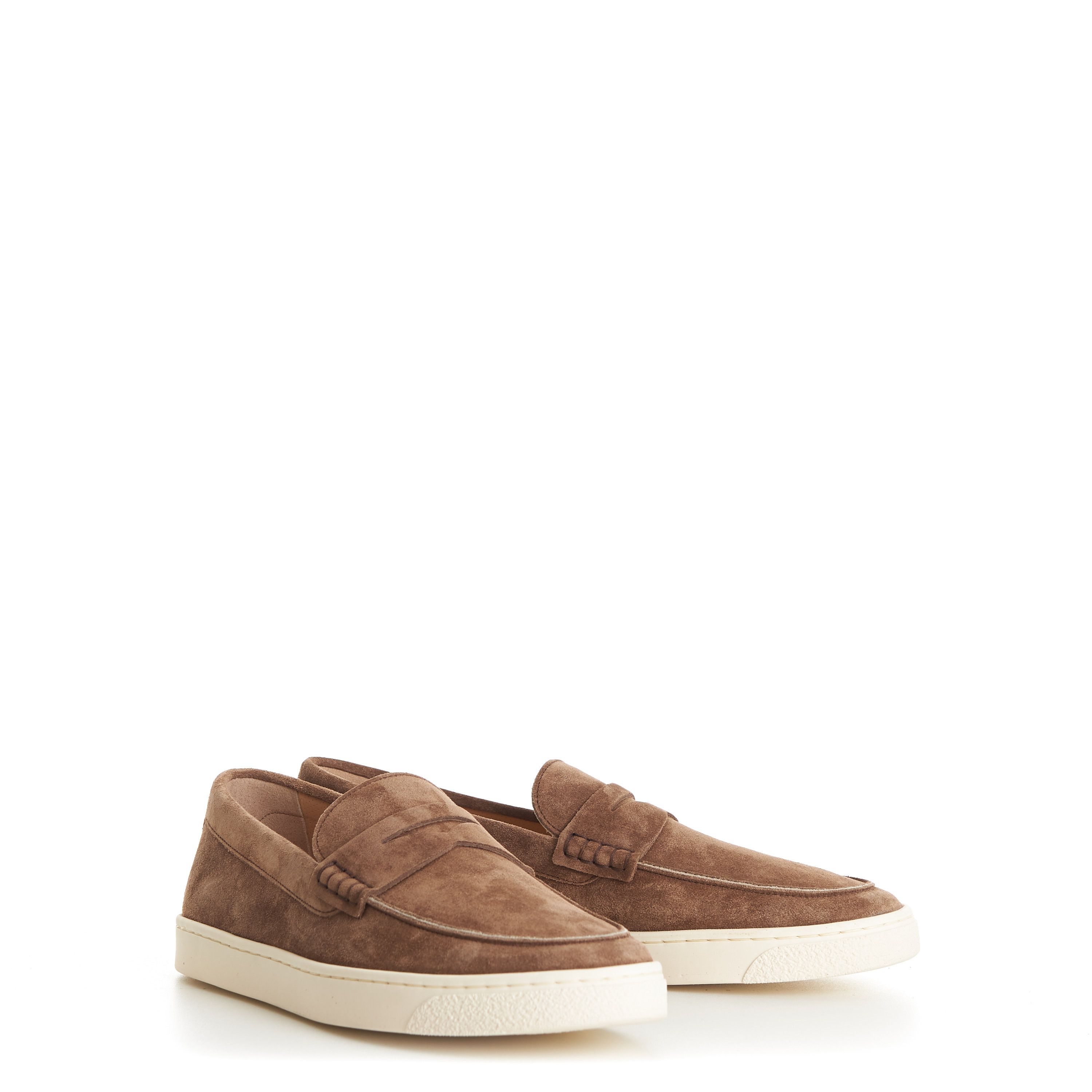 Brunello Cucinelli Chestnut Brown Suede Loafer Sneakers - Natural Rubber Sole Size US 7 / EU 40 - 12 Thumbnail