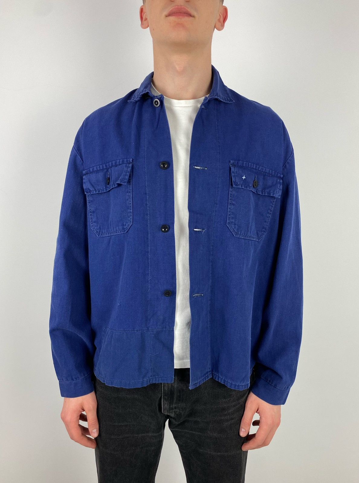 Vintage 80s Vintage Faded Check Pockets Work Jacket Size US L / EU 52-54 / 3 - 2 Thumbnail