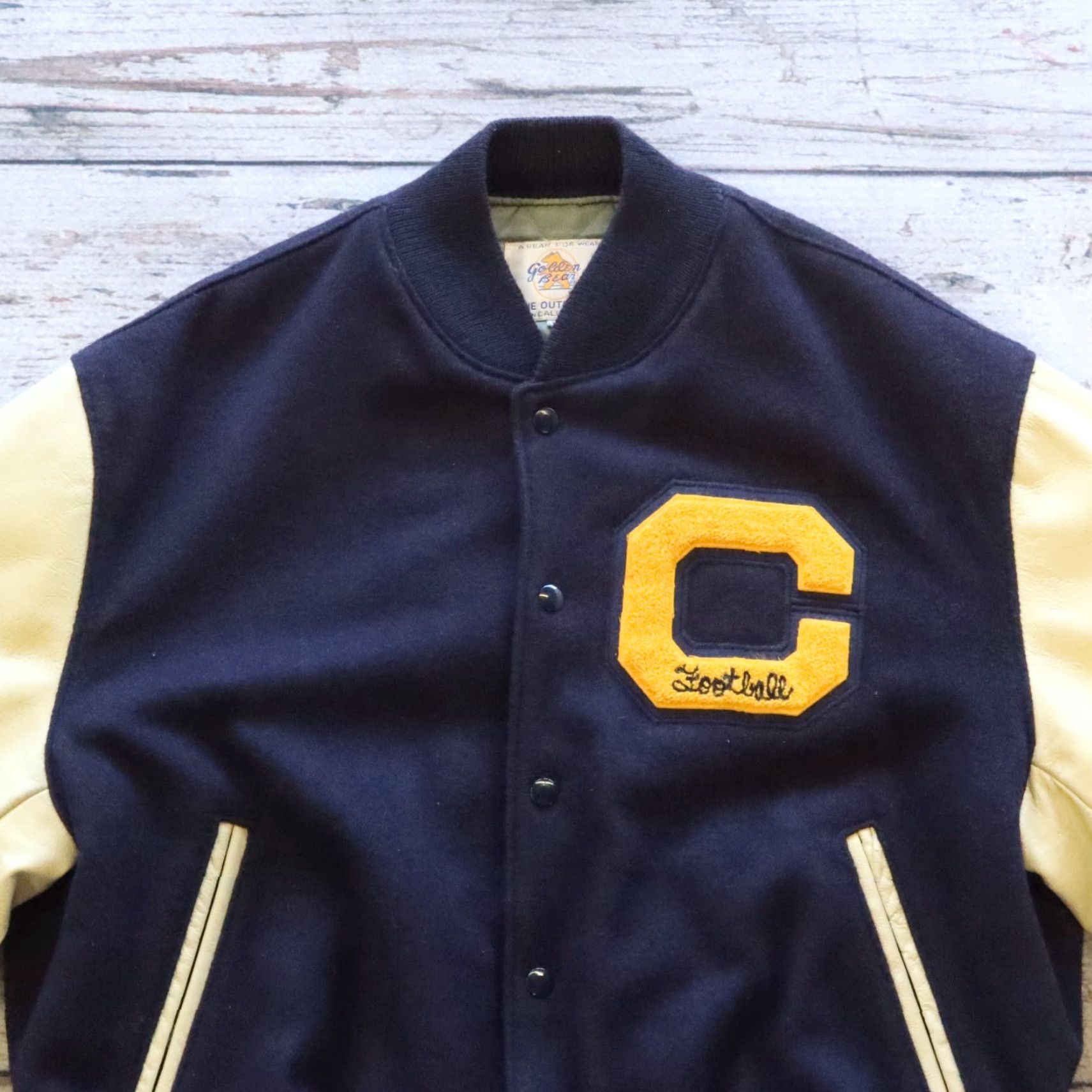 Golden Bear VINTAGE Golden Bear UC Berkeley Leather Wool Varsity Jacket XL Blue Mens Jacket Size US XL / EU 56 / 4 - 2 Thumbnail