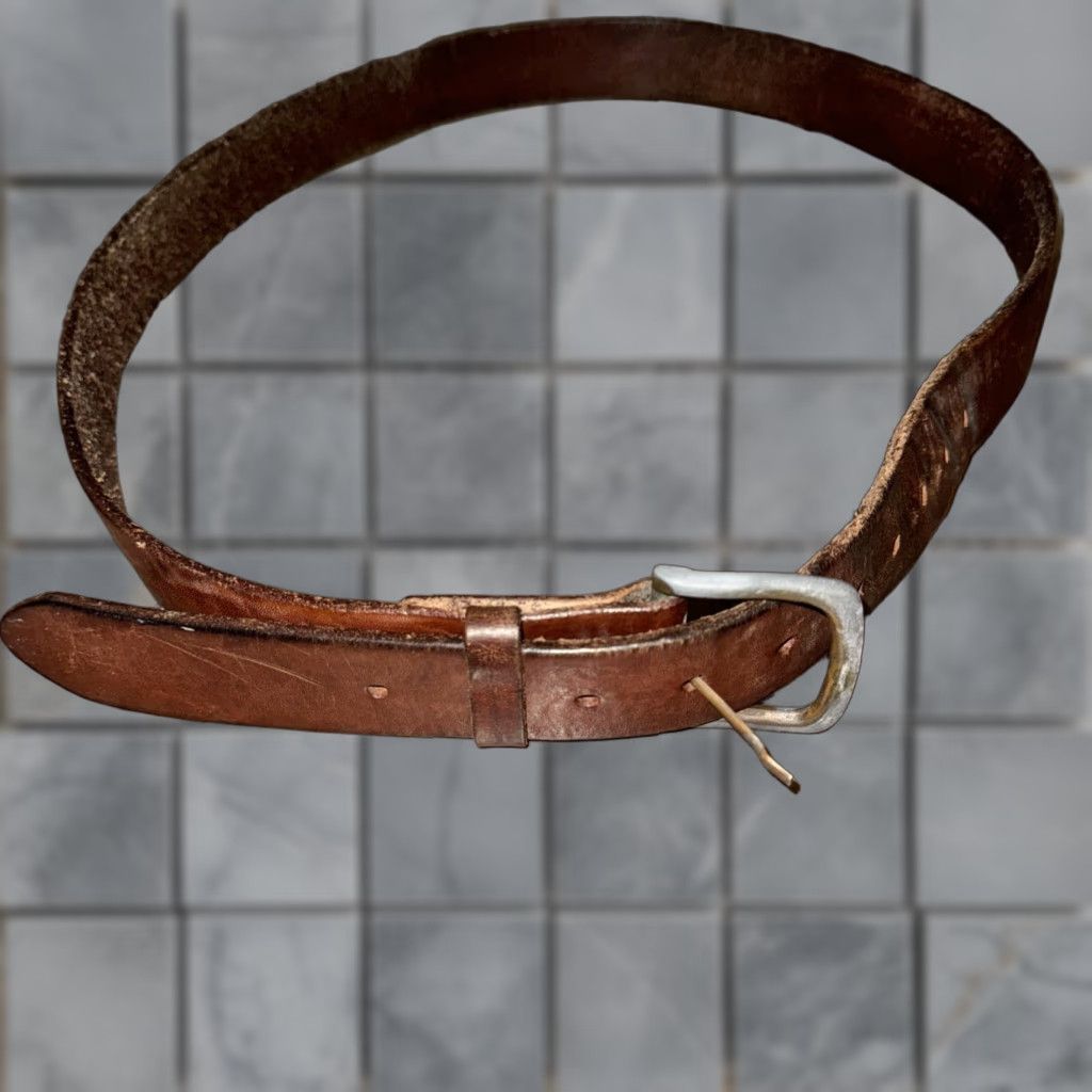 Vintage VINTAGE Brown Leather Belt Men 44 Belt Brown Western Classic USA Leather Mens Size 44 - 1 Thumbnail