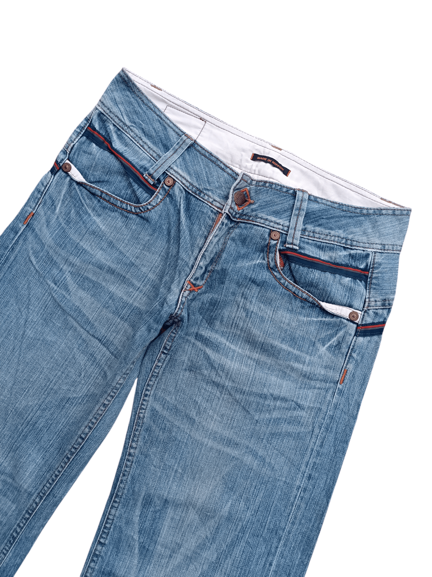 Japanese Brand SUPER FLARED🔥Et Boite Whiskers Faded Low Rise Boot Cut Size US 32 / EU 48 - 6 Thumbnail
