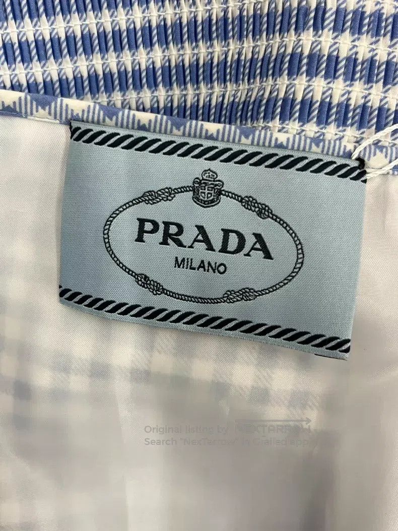 Prada Prada Blue and white plaid sleeveless elastic waist dress Size S / US 4 / IT 40 - 3 Thumbnail
