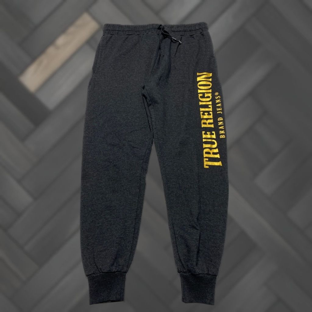 True Religion True Religion Loungewear Pants Mens Large Gray Gold Logo Jogger Sweatpants Size US 30 / EU 46 - 1 Thumbnail