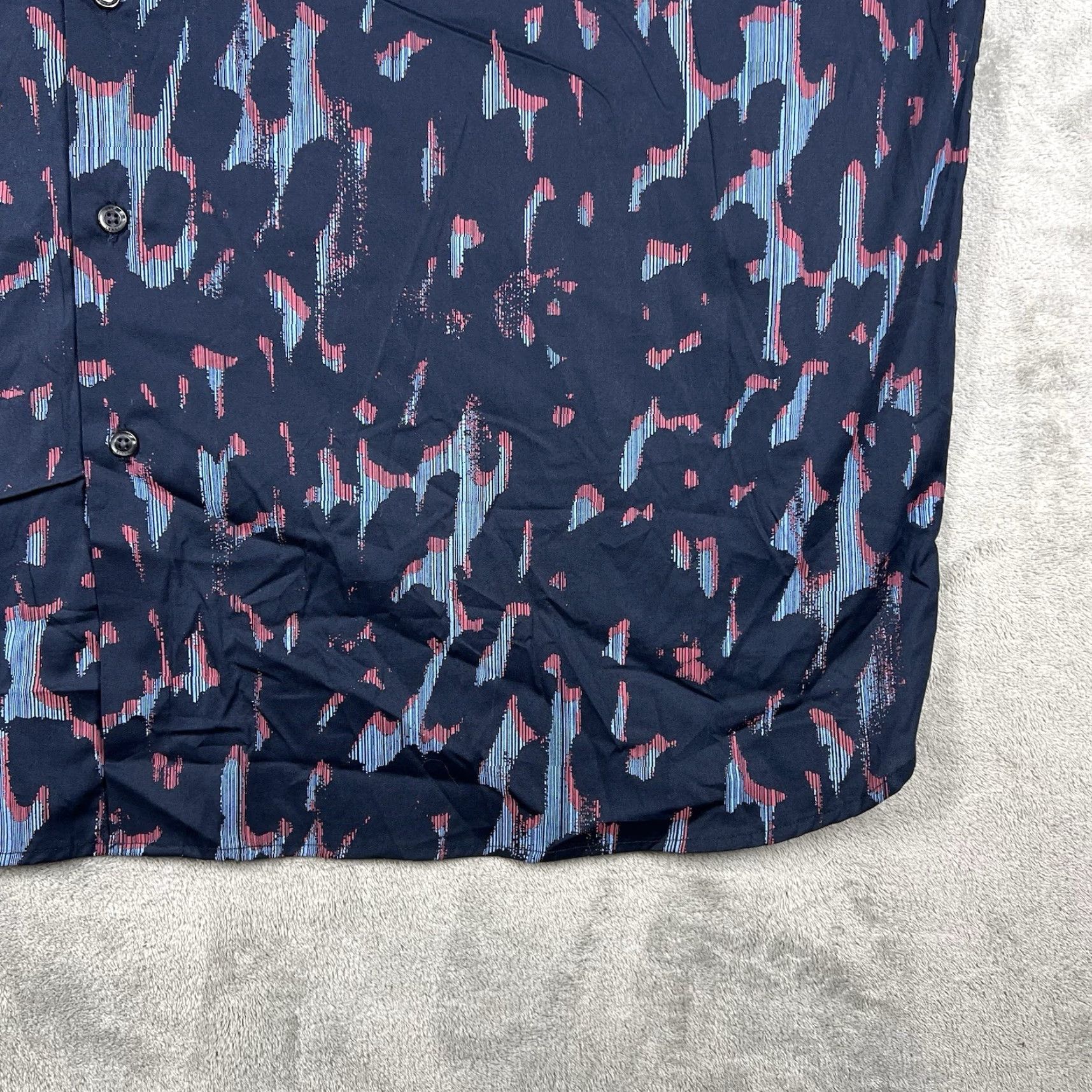 Perry Ellis Perry Ellis Men's Button-Up Shirt Short Sleeve All Over Print Blue 3XLT Stretch Casual Travel Regular Mens Size US XXL / EU 58 / 5 - 5 Thumbnail