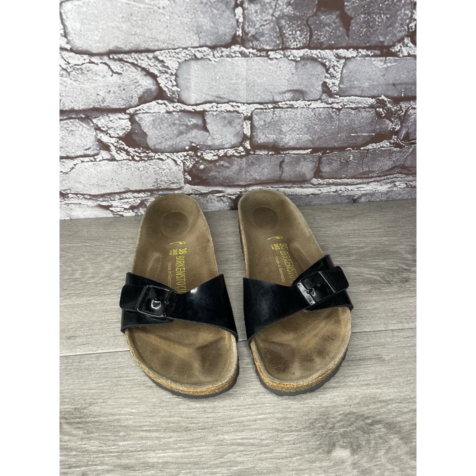 Birkenstock Birkenstock Madrid Black Patent Leather Cork Slide Sandals W Size US 7.5 / IT 37.5 - 7 Thumbnail
