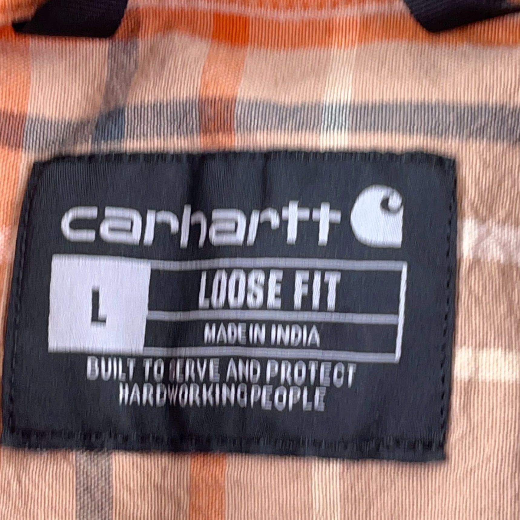 Carhartt VINTAGE Carhartt Shirt Men Large Tan Orange Plaid Button Up Loose Fit Workwear Pockets Size US L / EU 52-54 / 3 - 3 Thumbnail