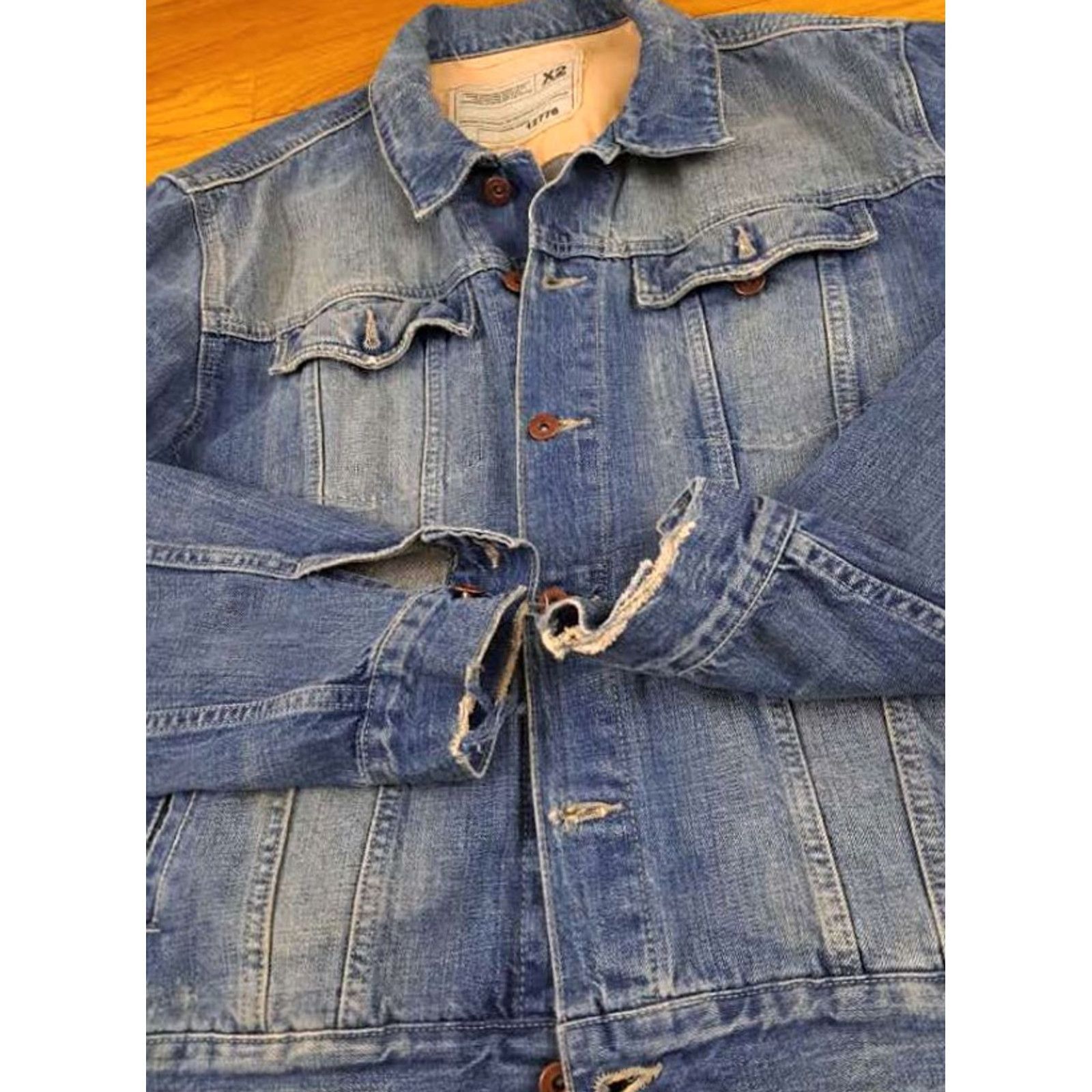 X-LARGE VINTAGE Denim Laboratory X2 Blue Jeans Bomber Jacket XL Men Blue Denim bom ber Jacket Size US 36 / EU 52 - 5 Thumbnail