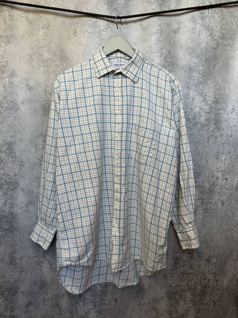 James Meade Flannel Plaid Shirt LS Cotton/Wool Button Up