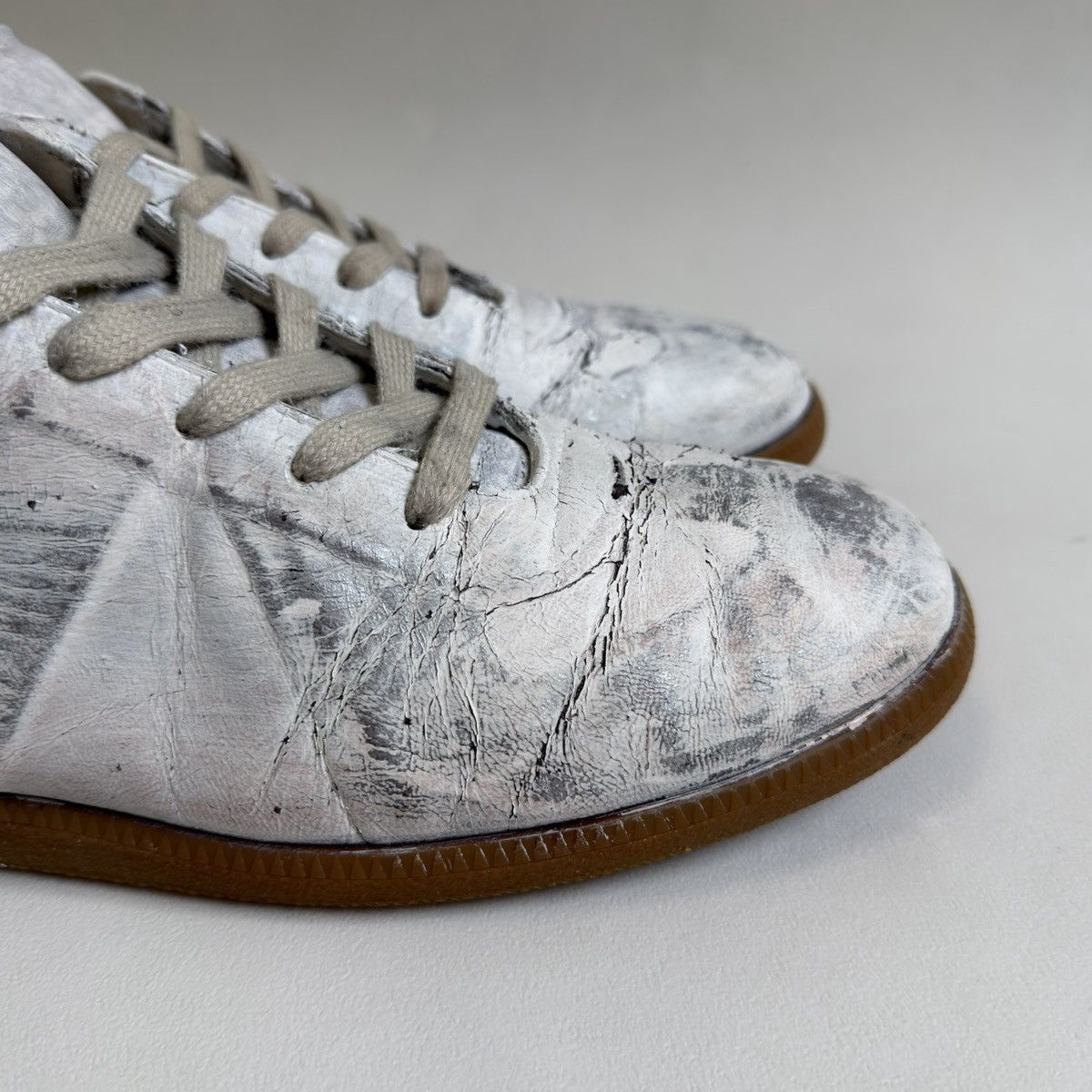 Maison Margiela White/Silver Painted OG GAT Sneakers Size US 13 / EU 46 - 5 Thumbnail