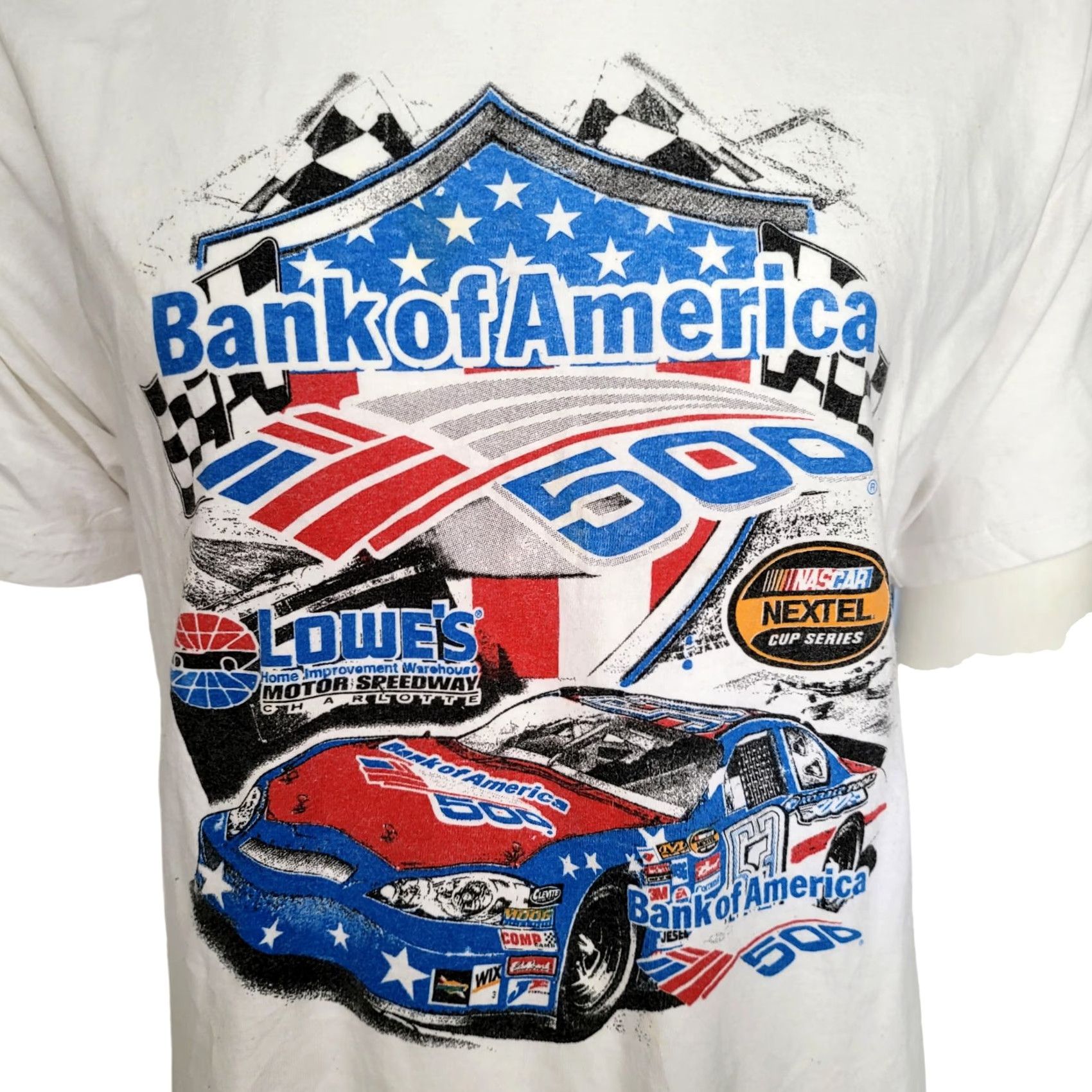 Hanes VINTAGE Bank of America 500 NASCAR 2007 T-Shirt XL Hanes White 100% Cotton Size US XL / EU 56 / 4 - 8 Thumbnail
