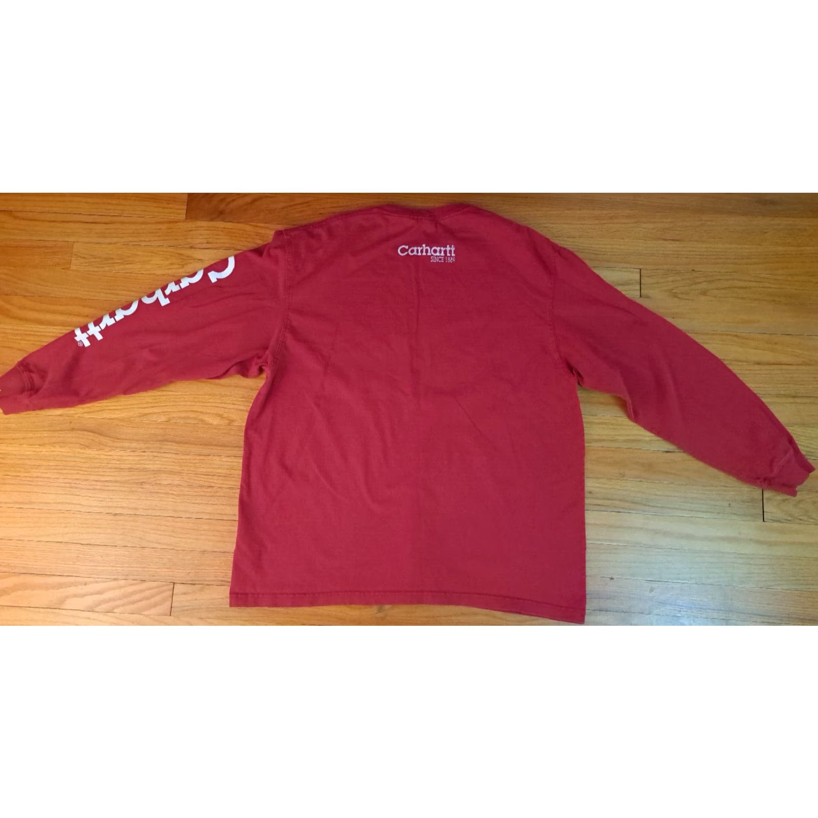 Carhartt VINTAGE Carhartt Long Sleeve T-Shirt Red Large 90s Cotton Printed Unisex Adults Mens Womens Size US L / EU 52-54 / 3 - 4 Thumbnail