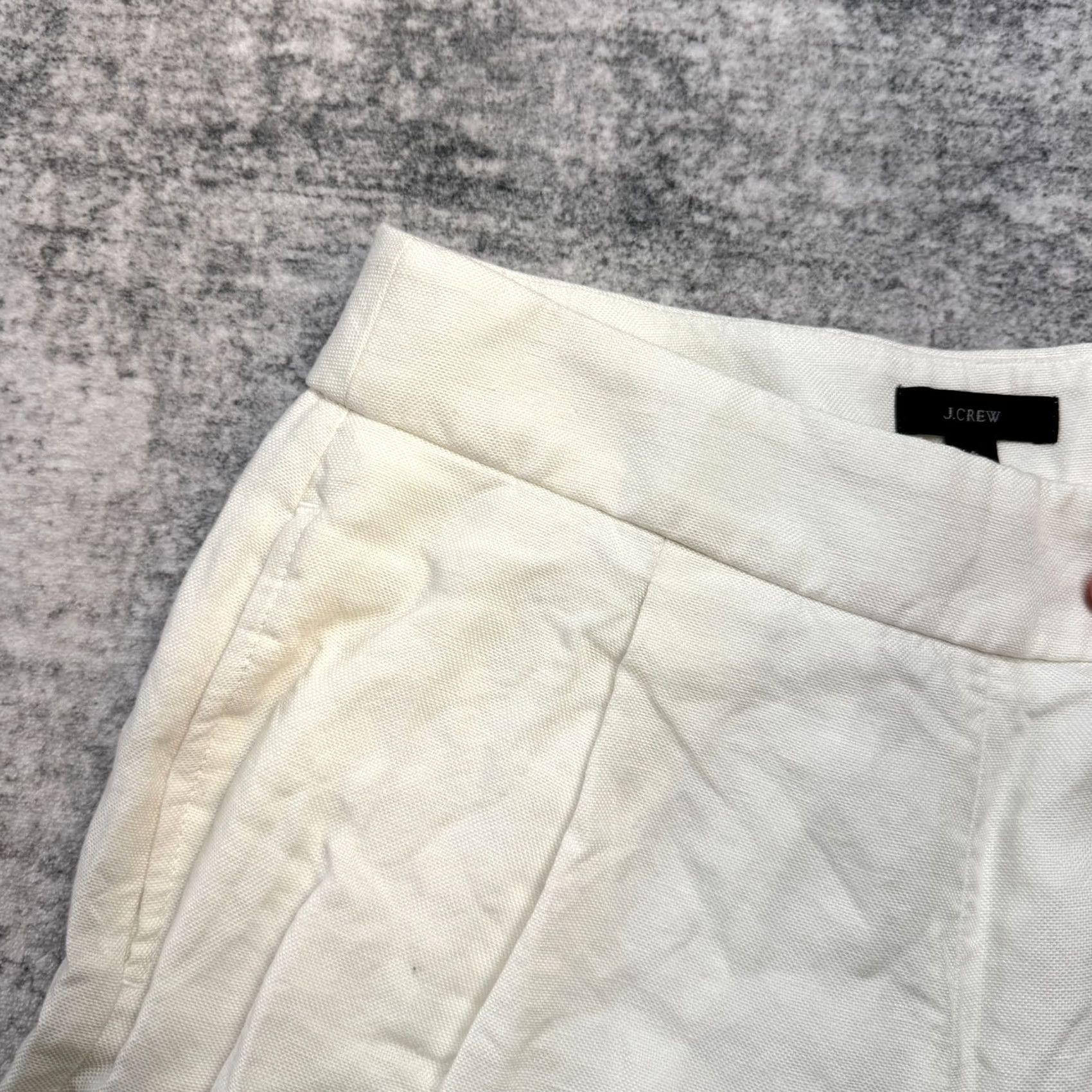 J.Crew J.CREW Women Pants 4 White High Rise Pleated Linen Wide Leg Crop Trouser Minimal Size 27" / US 4 / IT 40 - 4 Thumbnail