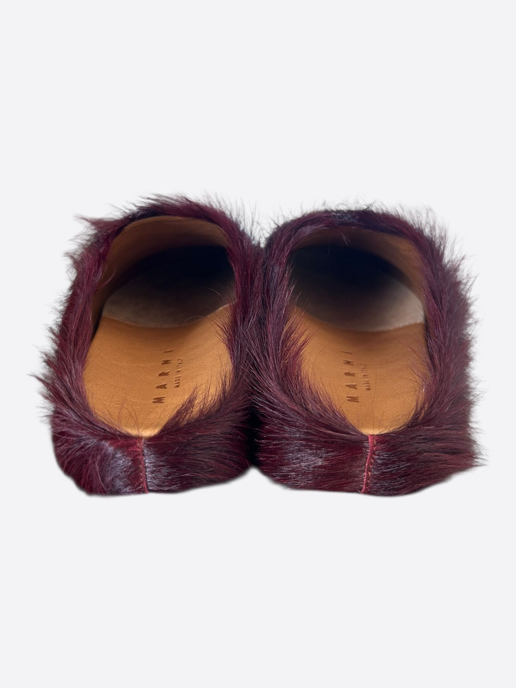 Marni Marni Burgundy Calfskin Fussbett Sabot Women's Slides Size US 7.5 / IT 37.5 - 4 Thumbnail