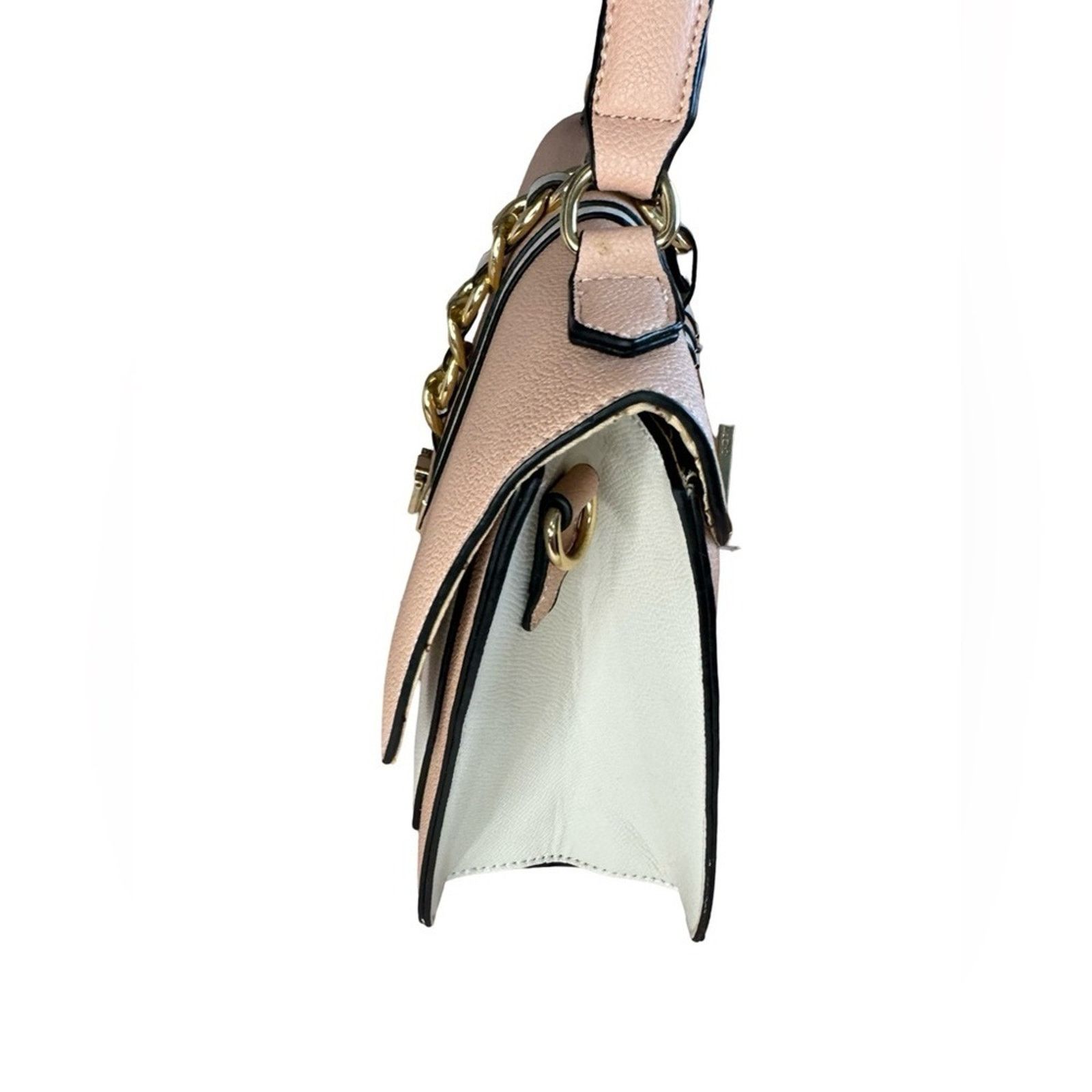 Aldo Aldo Pink & Cream Top Handle Satchel Faux Leather Bag Size ONE SIZE - 7 Thumbnail