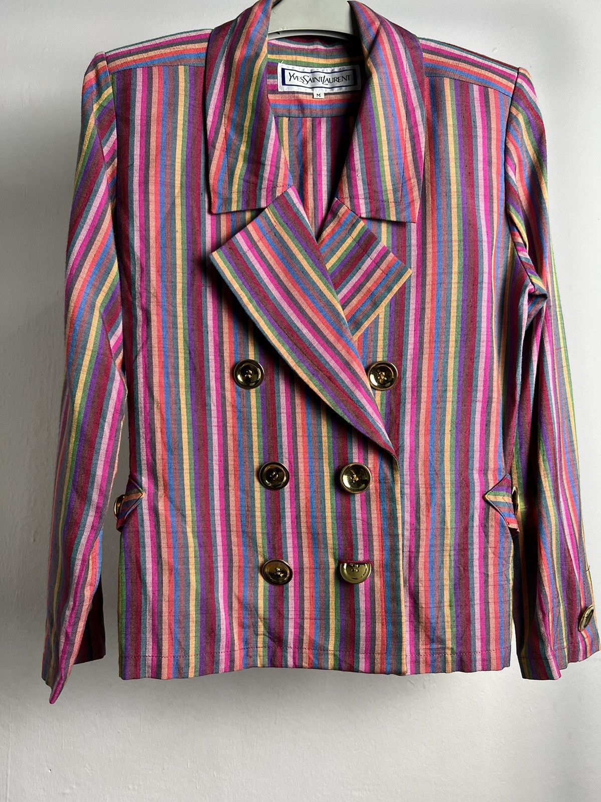 Hedi Slimane × Vintage × Yves Saint Laurent Vintage 1990s Yves Saint Laurent "Double Breasted Rainbow" Size M / US 6-8 / IT 42-44 - 3 Thumbnail