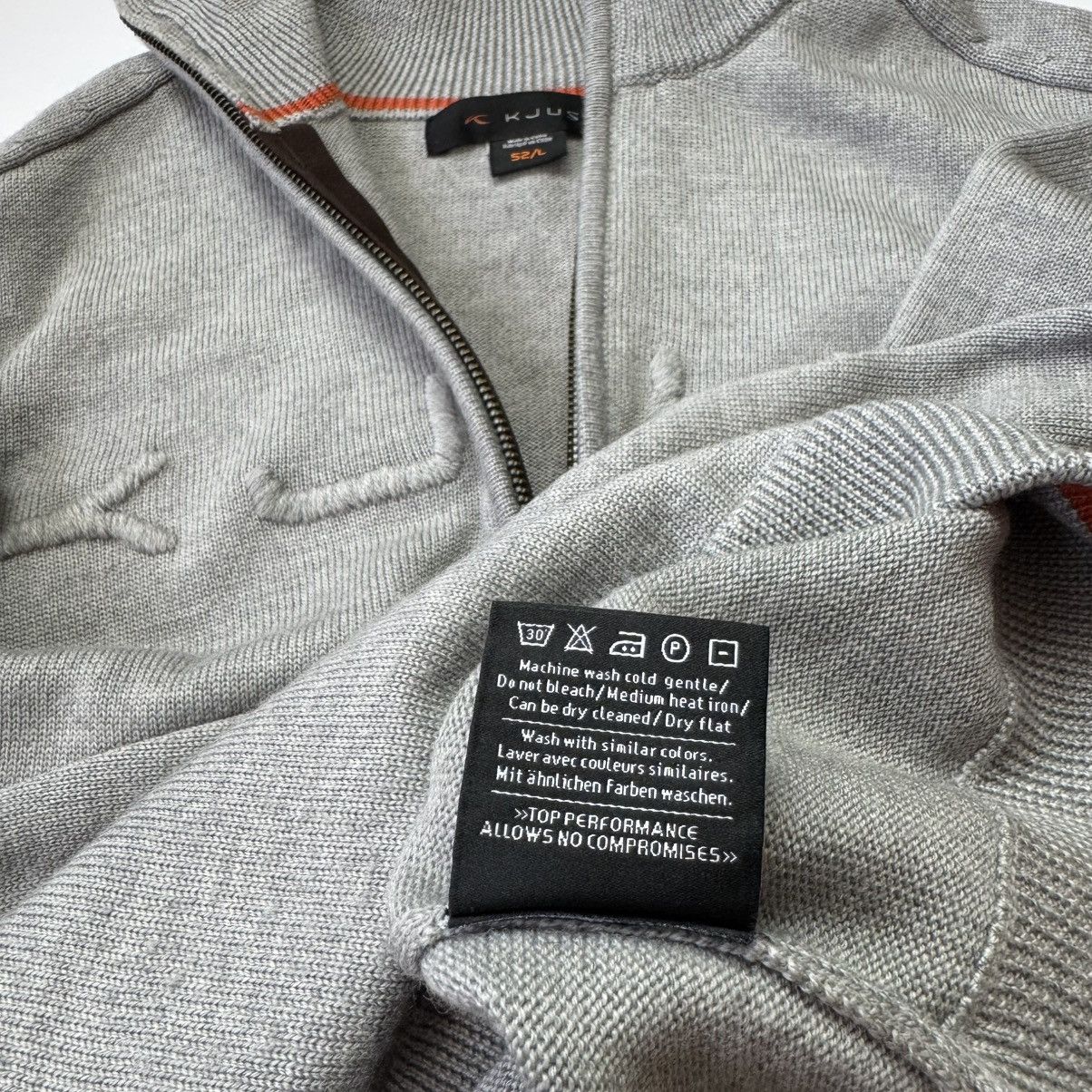 KJUS Gray Kjus 1/3 Zip Sweater Merino Wool Big Logo Old Money Size US L / EU 52-54 / 3 - 11 Thumbnail
