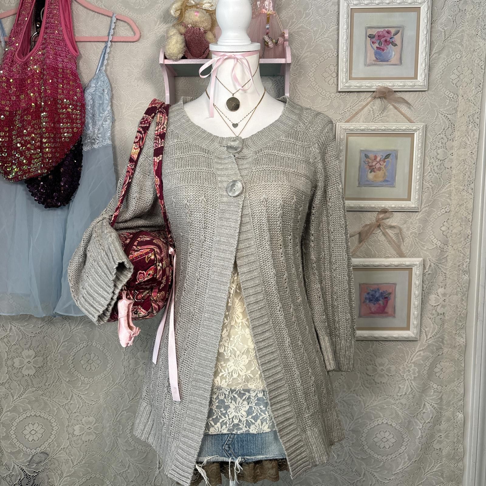 Other vintage cozy knit babydoll cardigan sweater Size L / US 10 / IT 46 - 1 Thumbnail