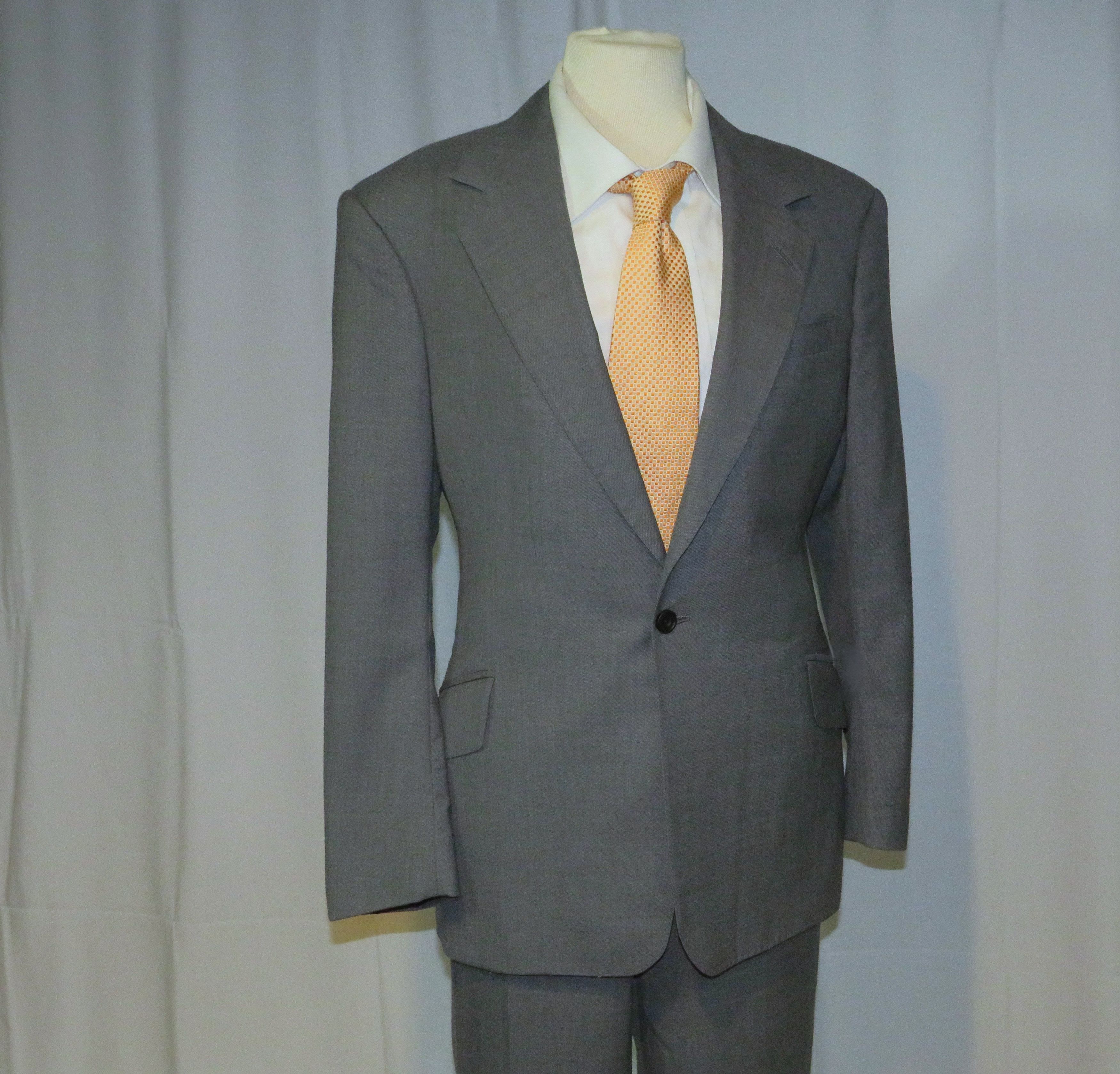 Huntsman × Savile Row Bespoke 2022 Solid Gray One Button Suit 34S Size 34S - 10 Thumbnail