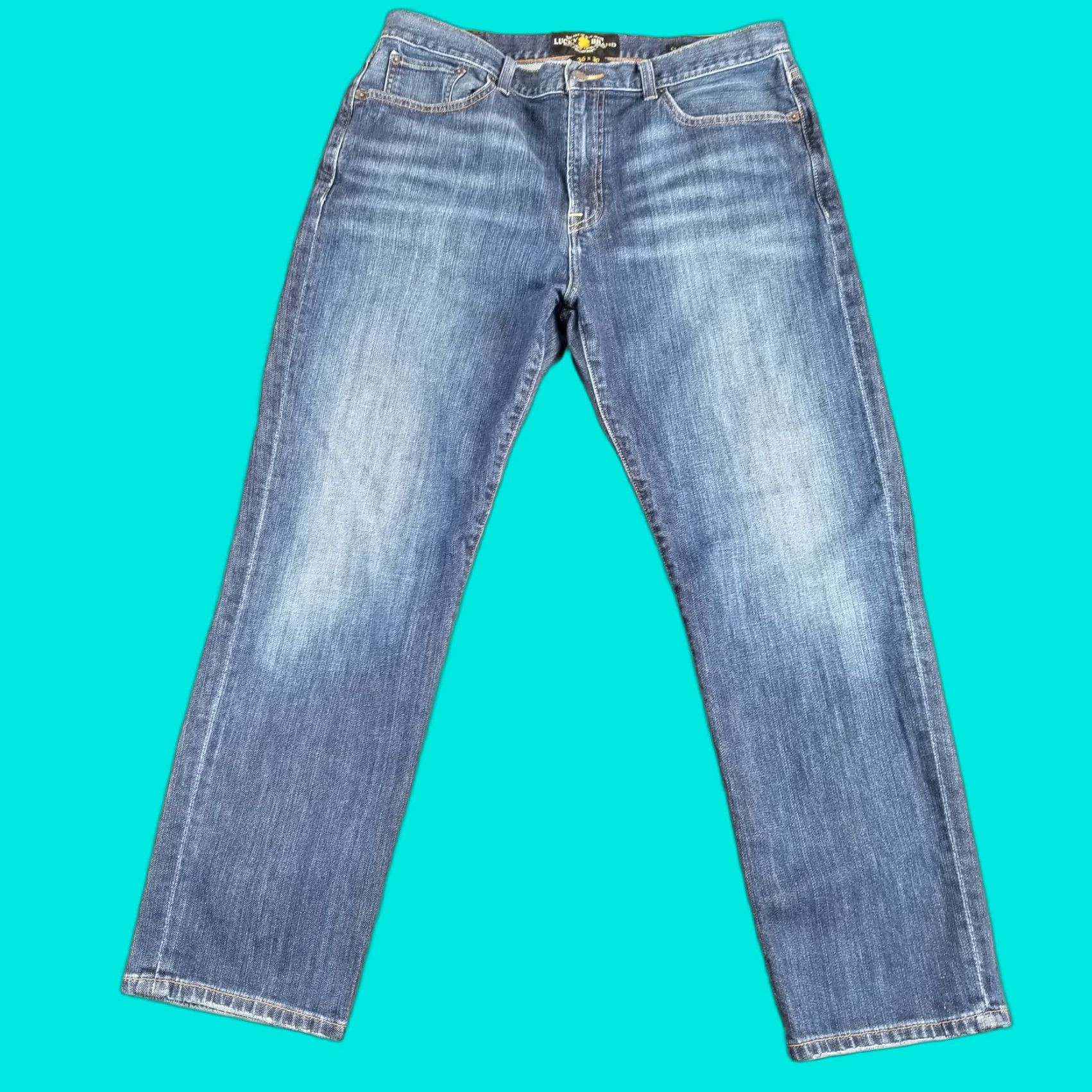 Lucky Brand Jeans Men’s 36x30 VTG Classic Straight 98% Cotton Dark Wash Jeans Male 36 Dark Wash Mens Size 36 Straight Denim Regular Inseam 30