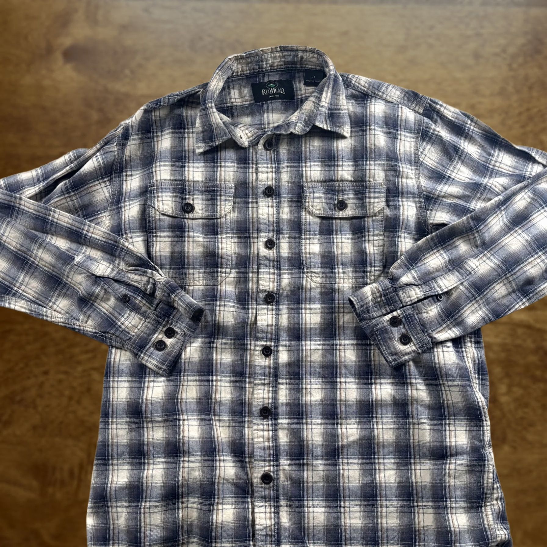 Vintage RedHead Flannel Shirt Mens LT Blue Plaid Long Sleeve Button Up Soft Casual Shirt Size US L / EU 52-54 / 3 - 1 Thumbnail