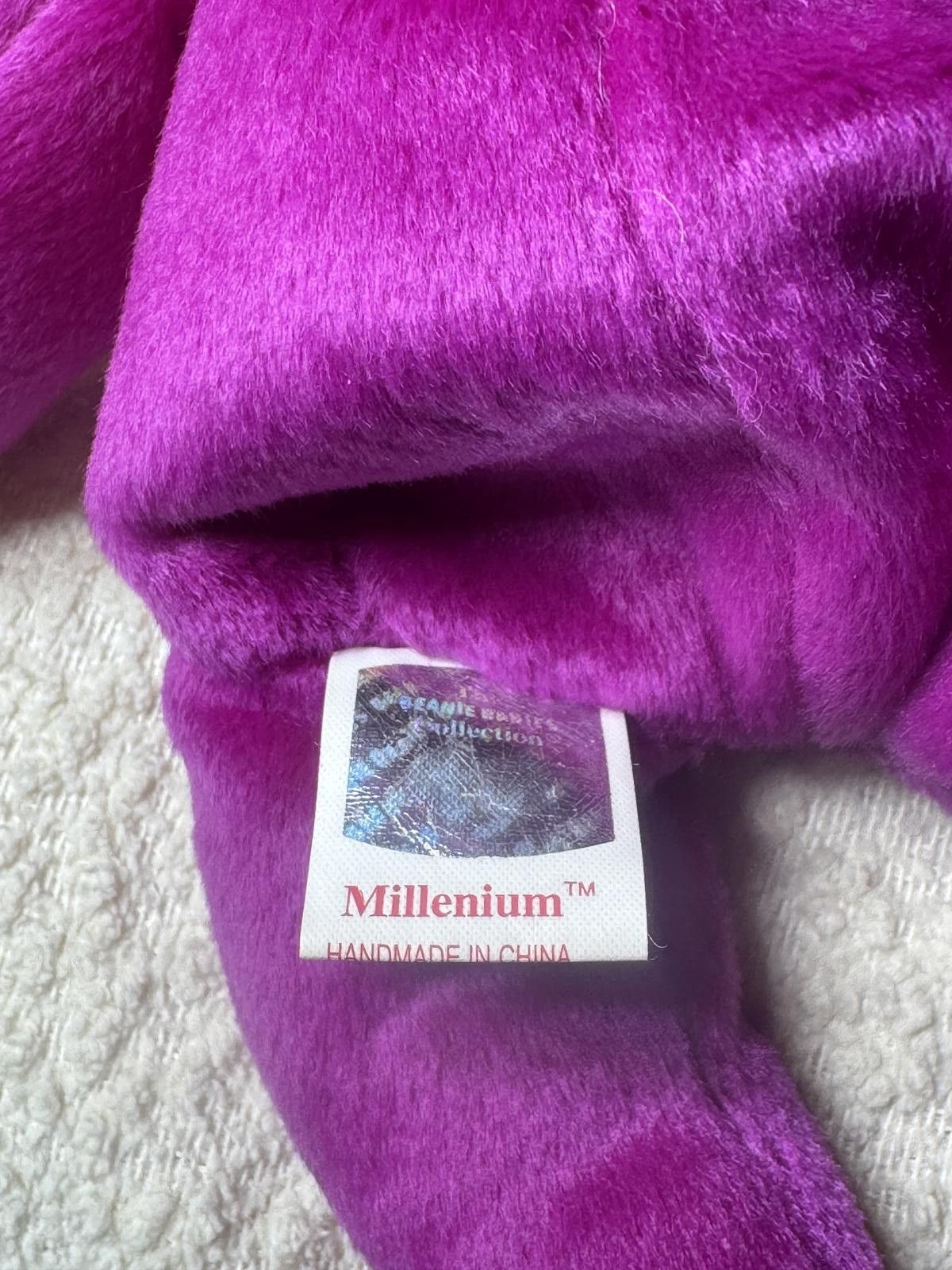 Designer Ty Millennium Beanie Baby Purple Bear Plush Toy Size ONE SIZE - 6 Thumbnail