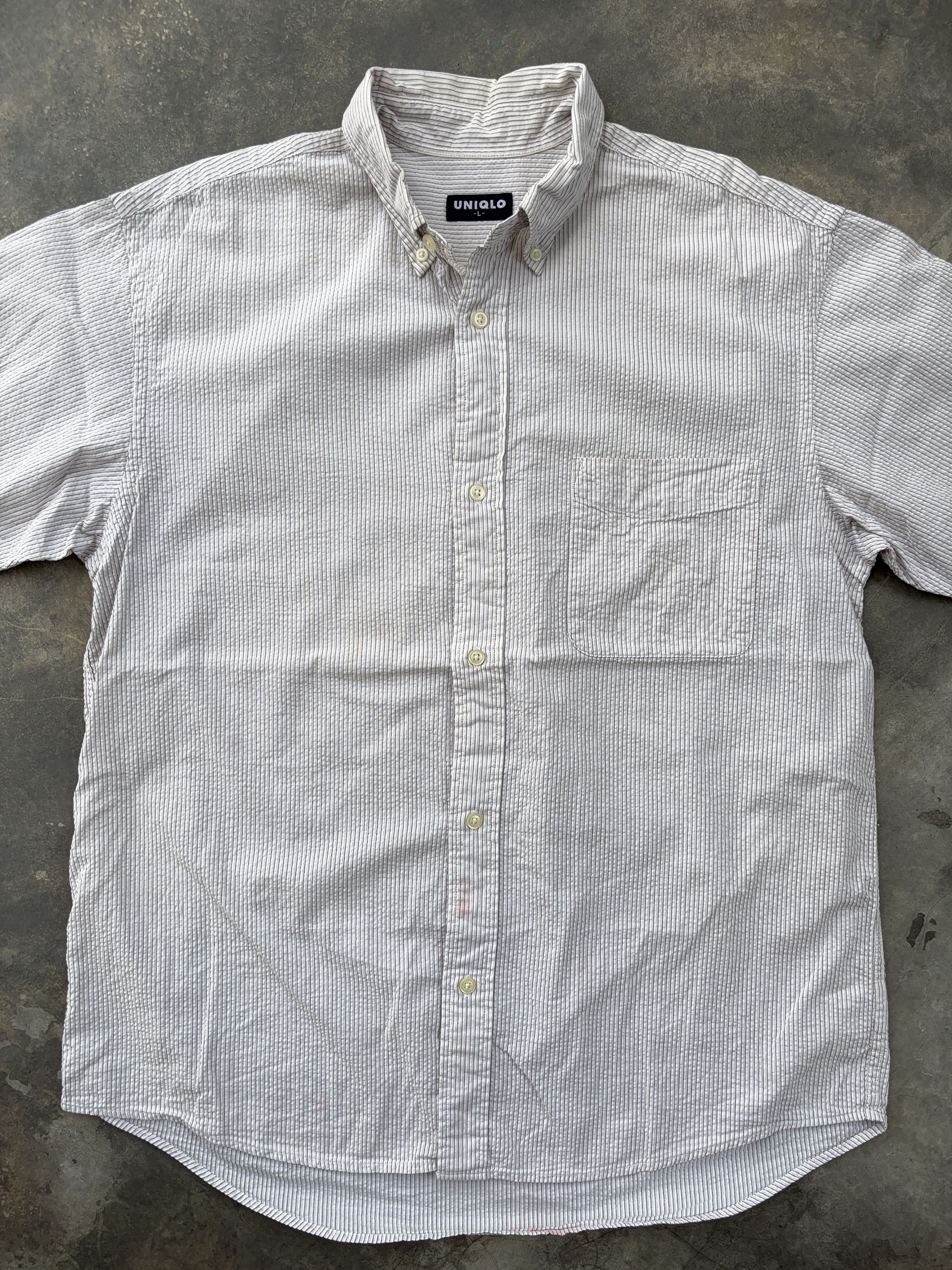 Uniqlo Uniqlo White Stripe Button Up Shirt Size US L / EU 52-54 / 3 - 3 Thumbnail