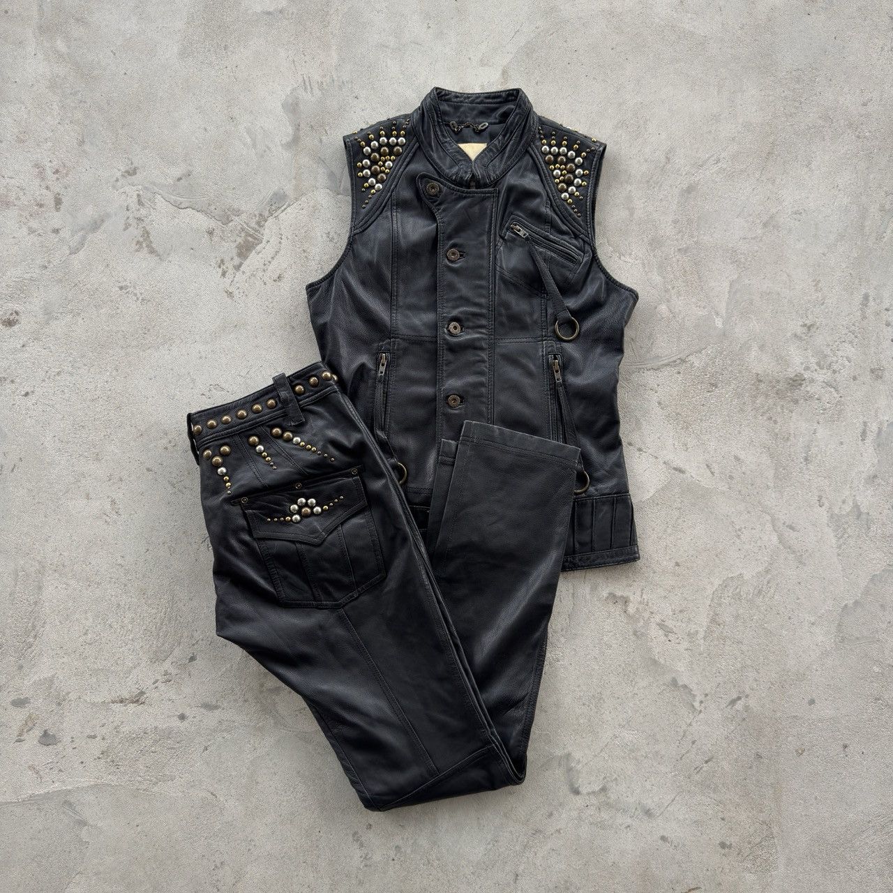 Diesel Vintage Diesel Leather Biker Vest Pants Set Archive Punk Size US M / EU 48-50 / 2 - 1 Thumbnail