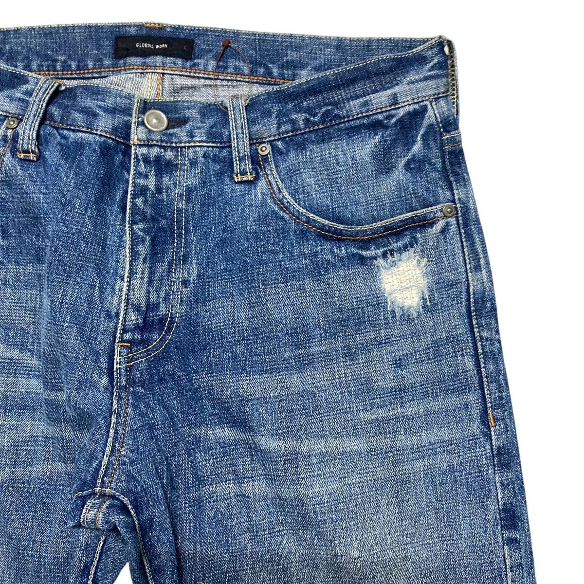 Japanese Brand GLOBAL WALK Distressed Denim Selvedge Jeans Size US 33 - 5 Thumbnail