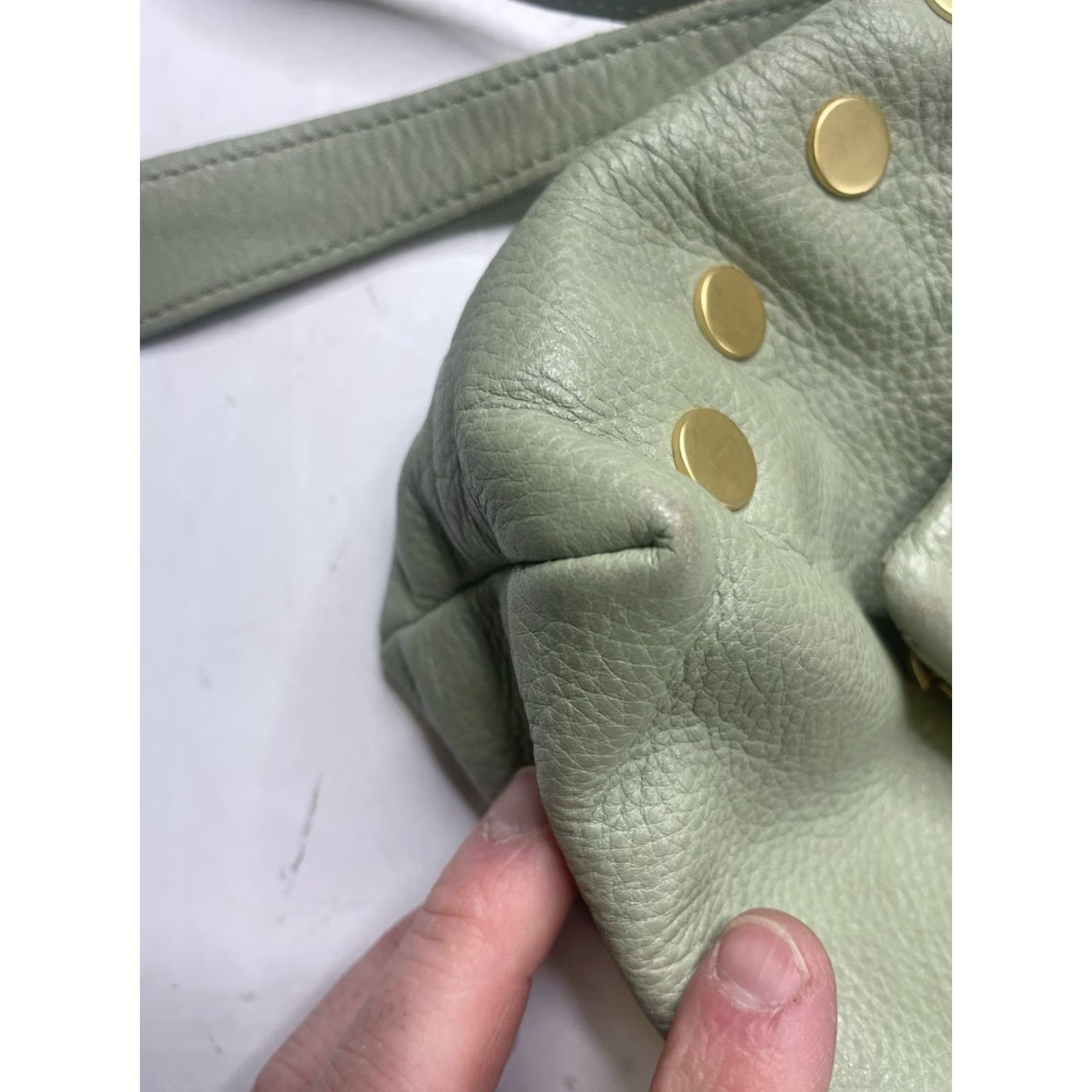 HAMMITT Hammitt VIP Satchel Crossbody Bag | Gunmetal Leather Green Pebbled Studded | Medium Size ONE SIZE - 6 Thumbnail