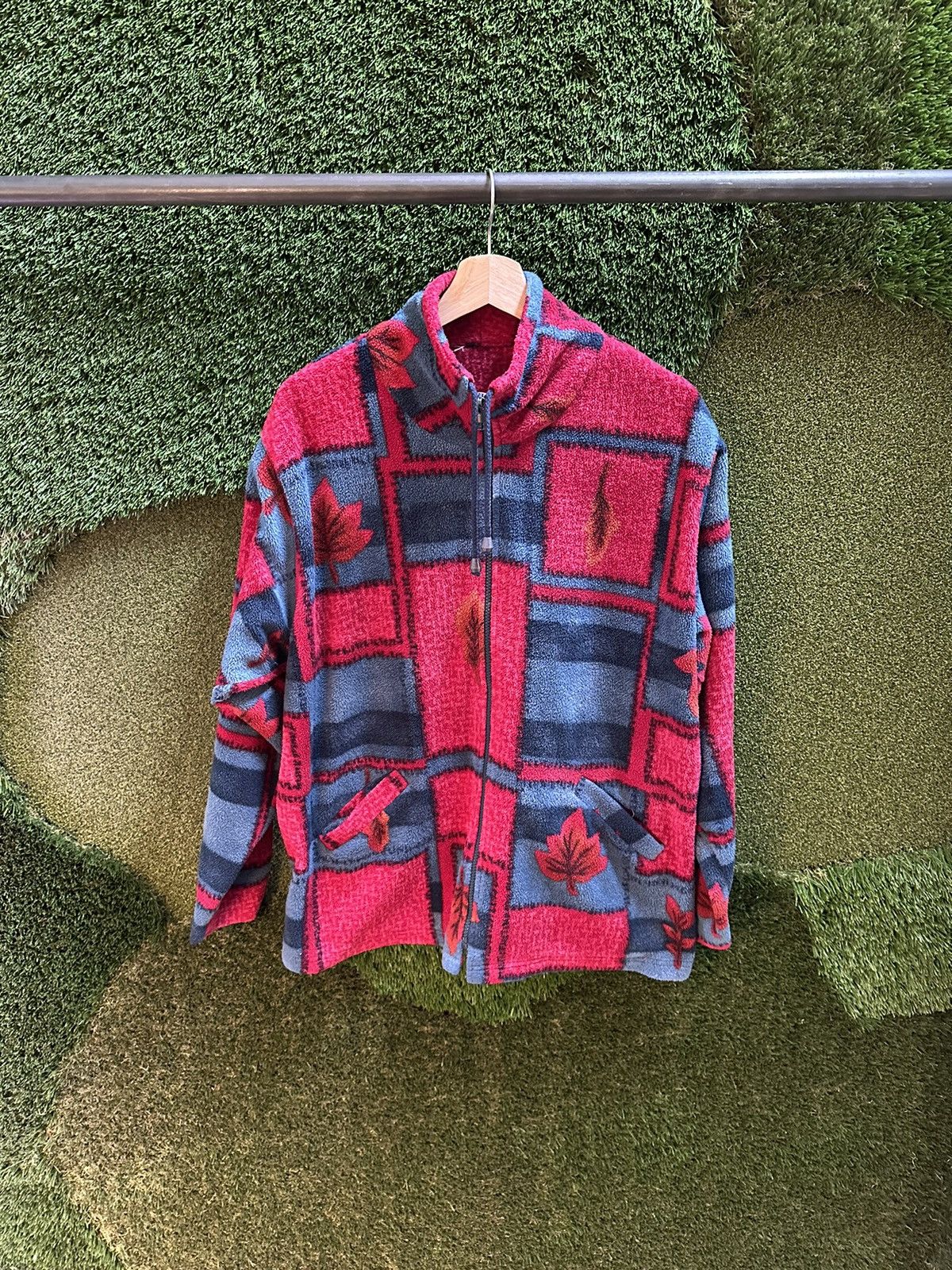 Vintage Vintage Blocking Leaves Zip-up Fleece Size XL Size US XL / EU 56 / 4 - 1 Thumbnail