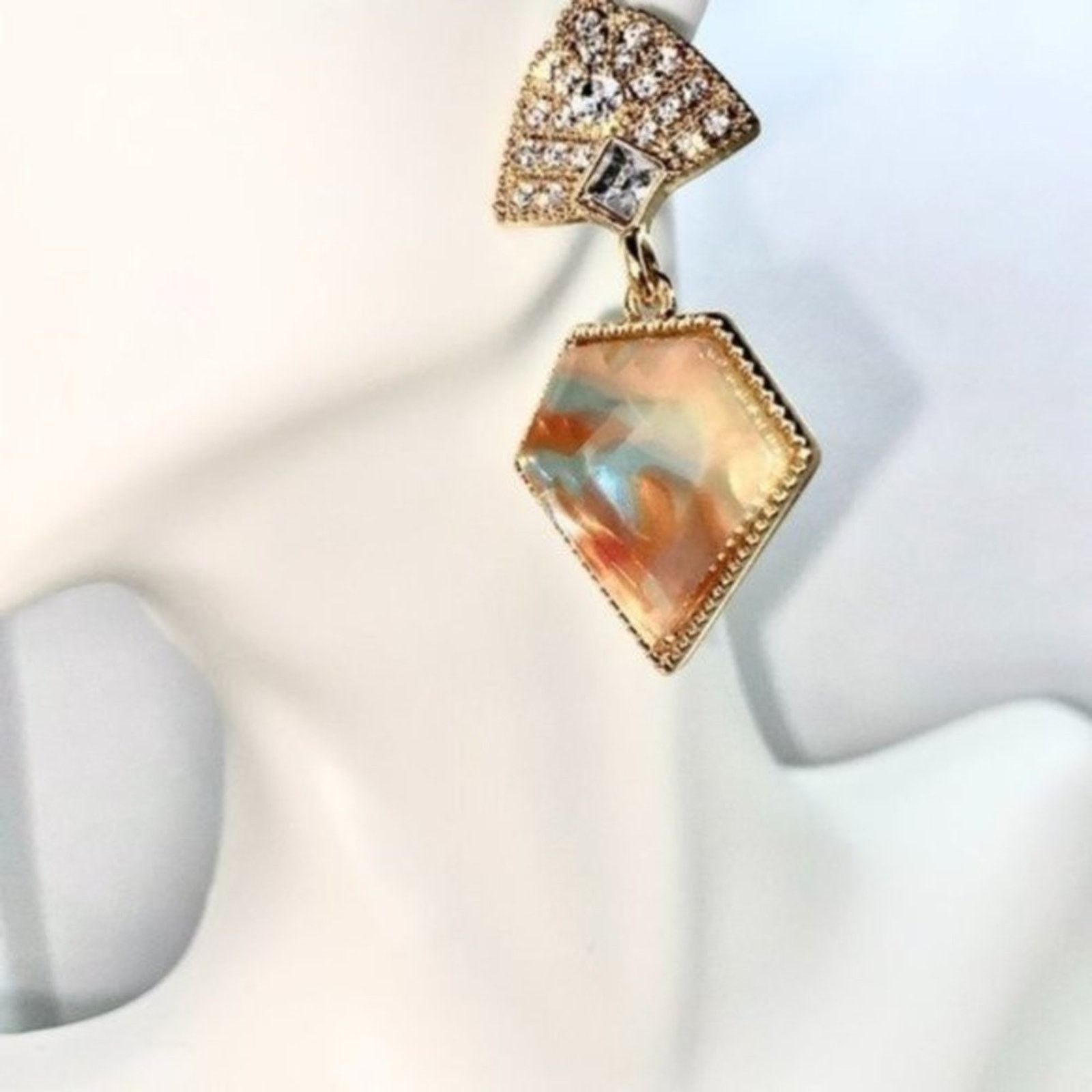 Other NWT Gold-Tone Crystal Abalone Colored Stone Dangle Earrings Size ONE SIZE - 1 Thumbnail