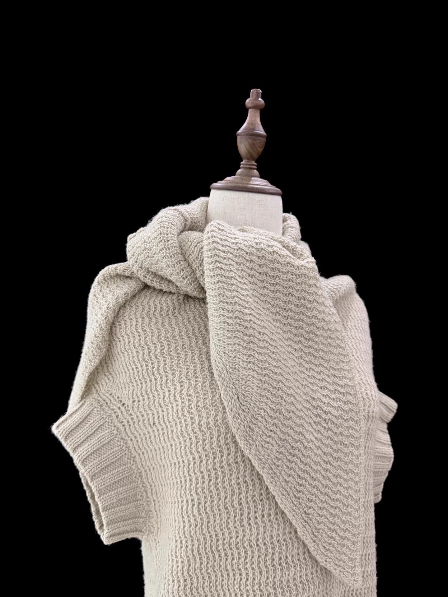Yohji Yamamoto Yohji Yamamoto Oatmeal Wool Scarf Wrap Knit Top Size L / US 10 / IT 46 - 2 Thumbnail