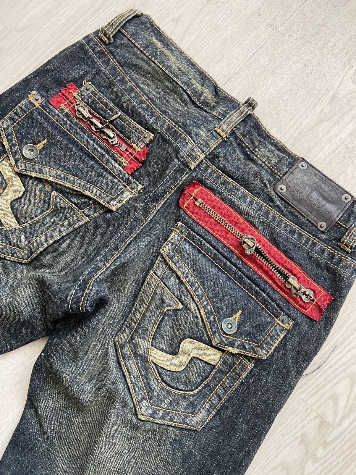 If Six Was Nine × Le Grande Bleu (L.G.B.) × semanticdesign Vintage Semantic Design Zipper Cowhide Flare Denim Pants Size US 32 / EU 48 - 7 Thumbnail