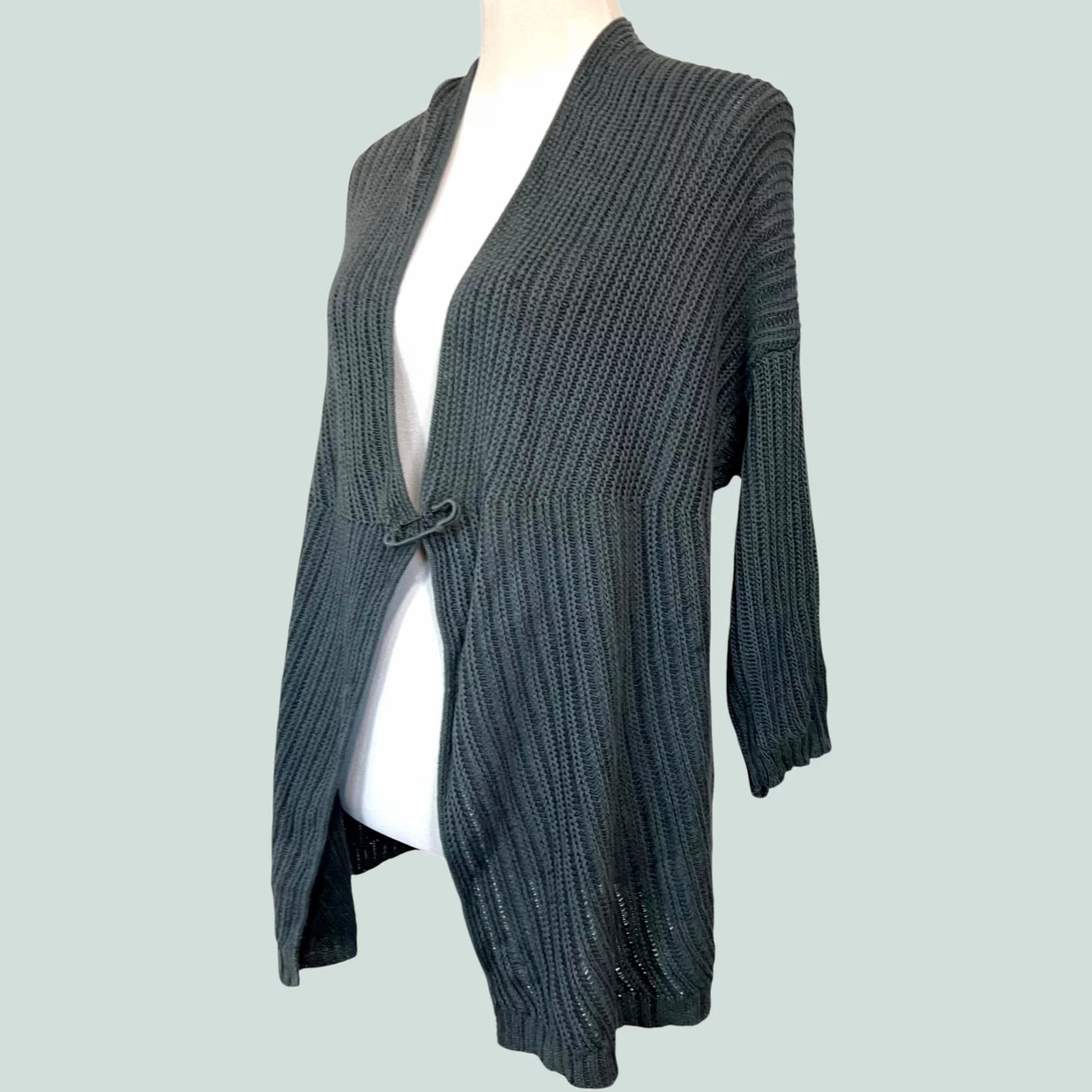 J. Jill VINTAGE? Pure J. Jill Cardigan Sweater Cotton Knit Safety Pin Closure Oversized Womens XS Blue Cardigan Size XS / US 0-2 / IT 36-38 - 1 Thumbnail