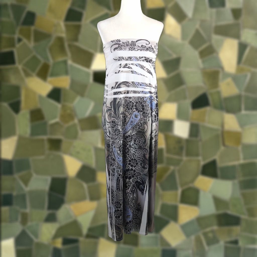 Brandblack VINTAGE MiSomiso Dress Strapless Midi Floral Mandala Gray Black Bohemian Womens M Size M / US 6-8 / IT 42-44 - 1 Thumbnail