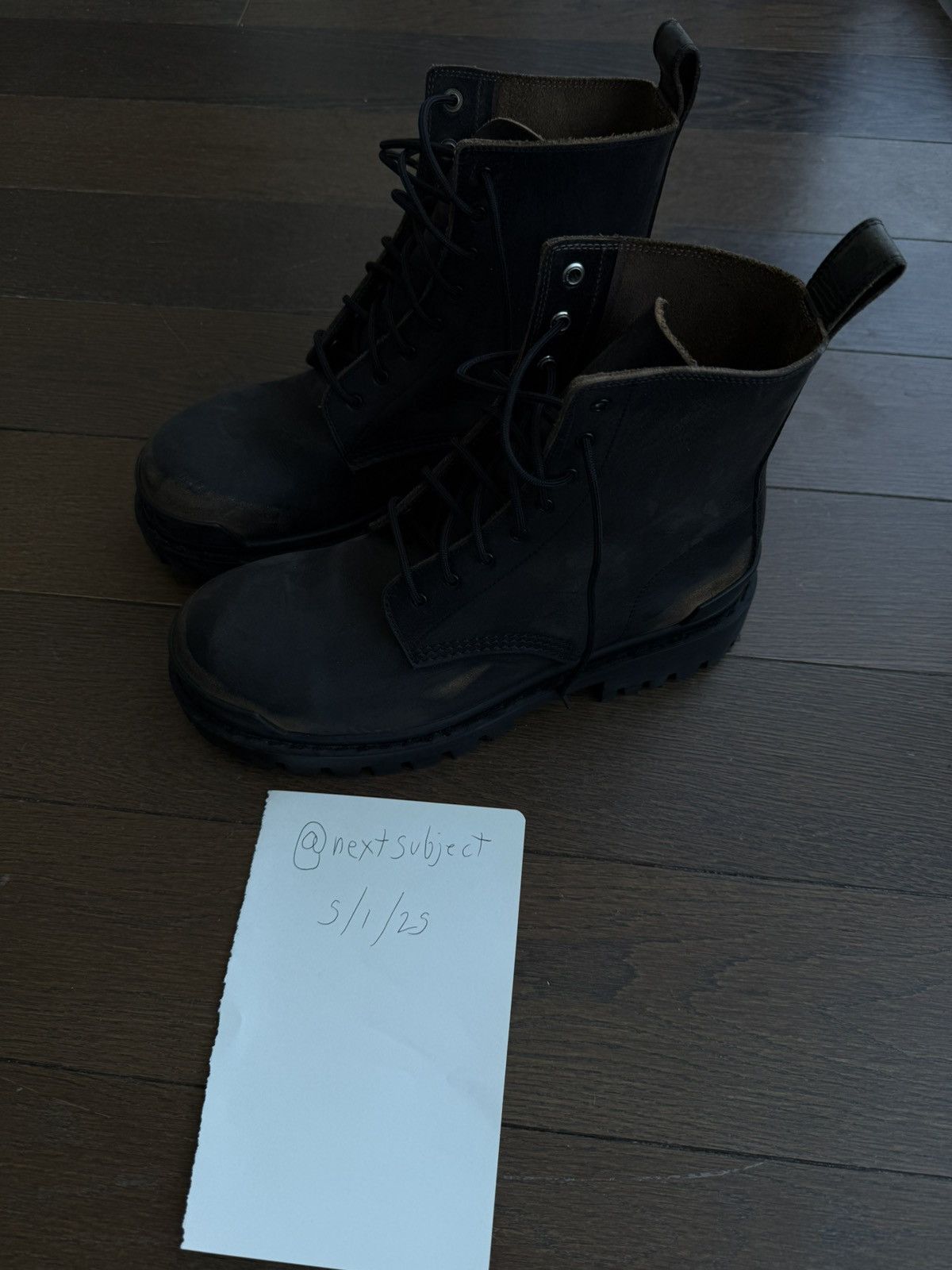 Balenciaga Strike 20mm Boots Black Rubber Effect Calfskin
