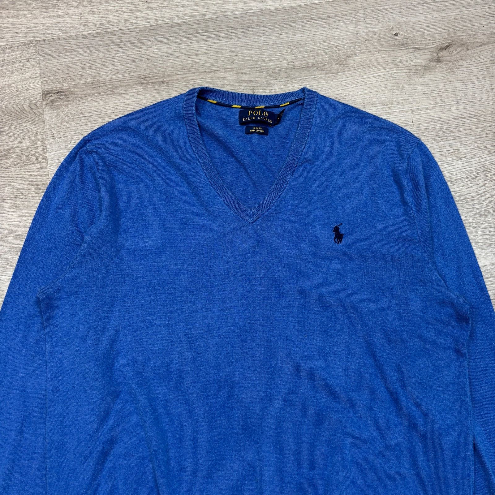 Polo Ralph Lauren Polo Ralph Lauren Slim Fit Pima Cotton V Neck Sweater Medium Size US M / EU 48-50 / 2 - 2 Thumbnail