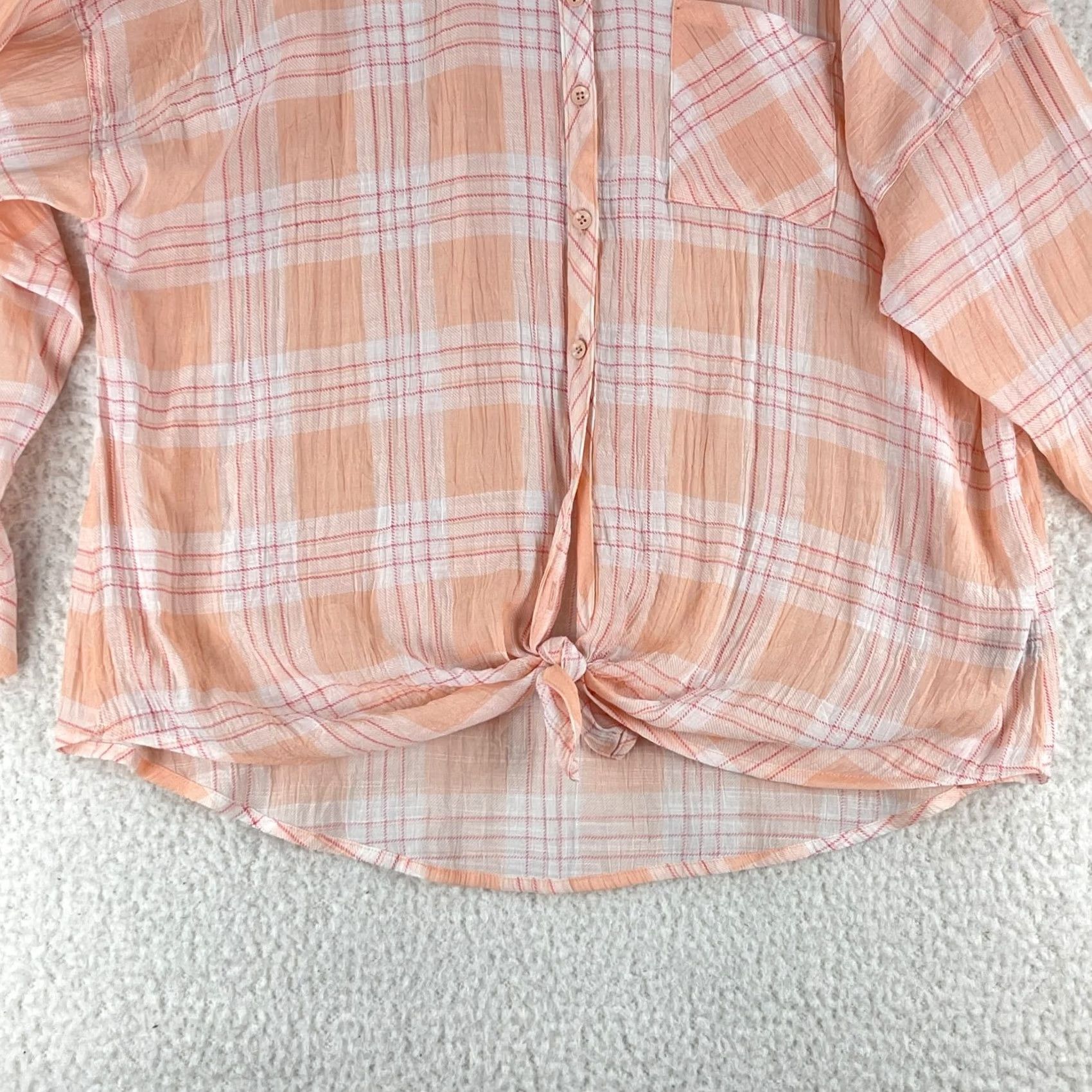 Torrid Torrid Plaid Pink Lindsay Drop Shoulder Button-Down Shirt Womens Plus Size 2X Size XXL / US 16-18 / IT 52-54 - 6 Thumbnail