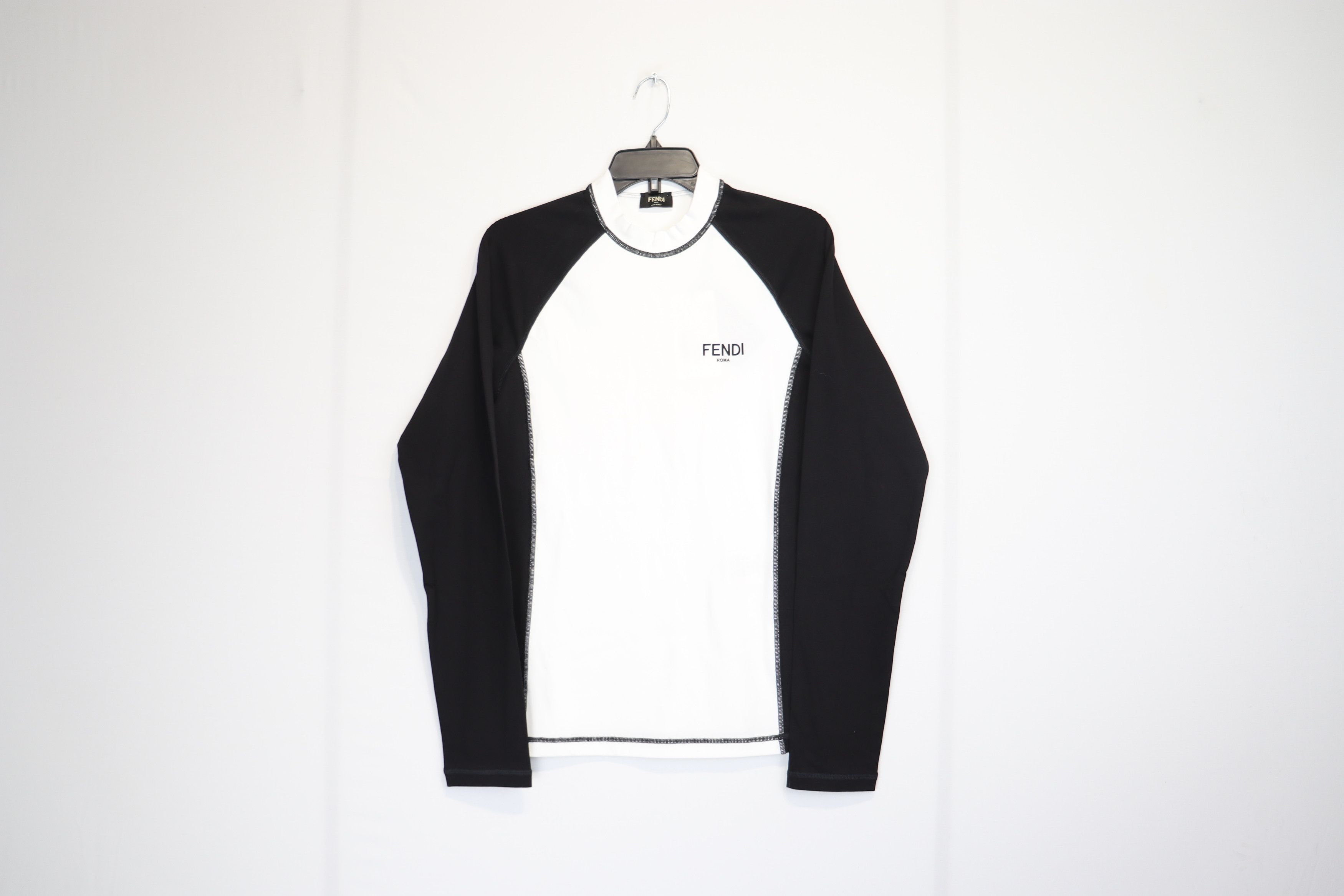 image of Fendi O1Rshd1 Long Sleeve Jersey In Cloud/black, Men's (Size Large)