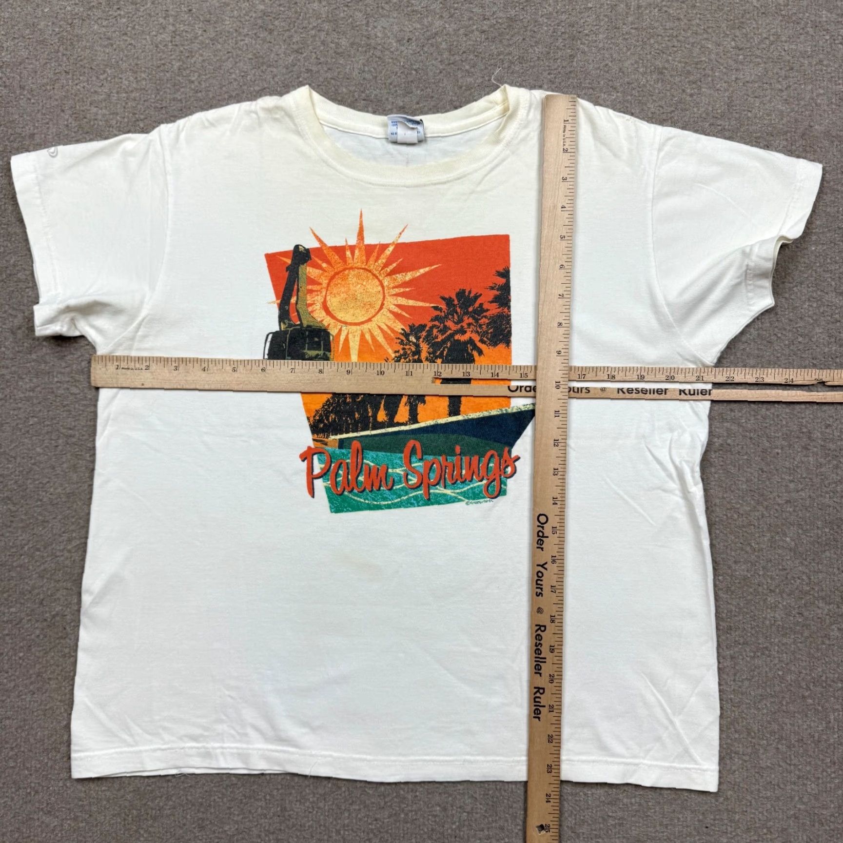 Vintage Crazy Shirts Womens Large White T-Shirt Cropped Palm Springs Logo Casual Ladies Size L / US 10 / IT 46 - 5 Thumbnail
