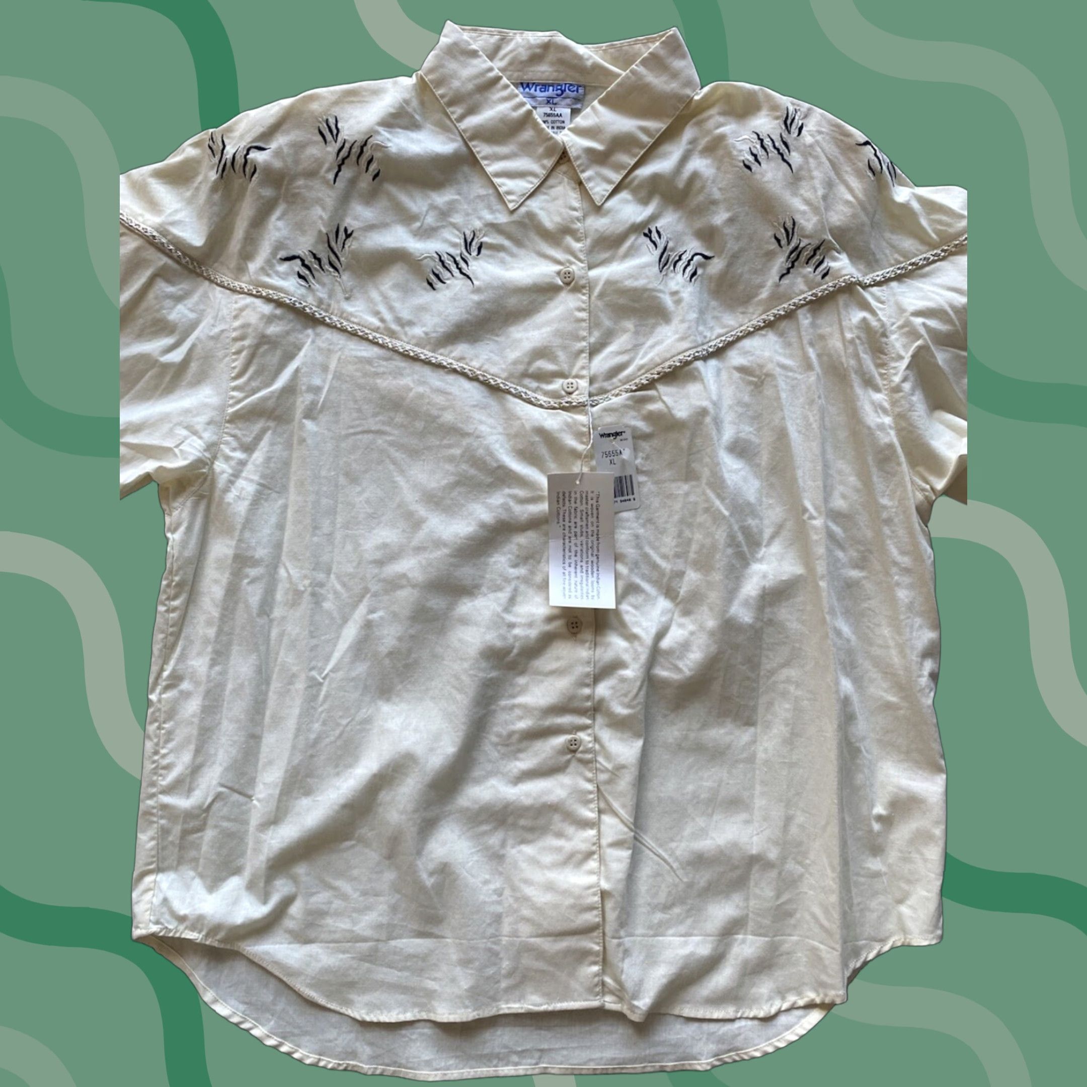 Wrangler Wrangler XL Button Up Woven India Cotton White Embroidery Shoulder Pad Womens Size XL / US 12-14 / IT 48-50 - 1 Thumbnail